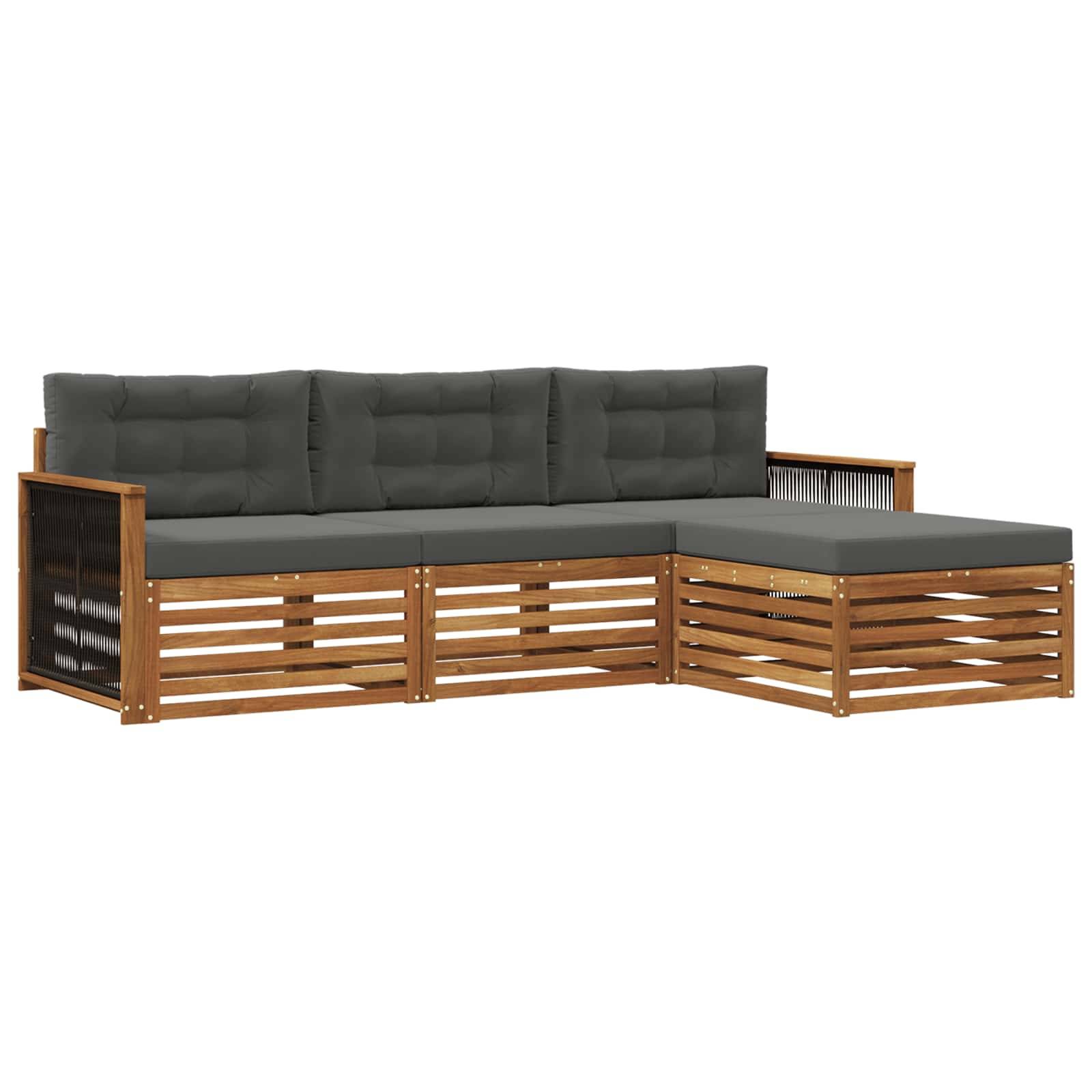vidaXL Outdoor-Sofagarnitur Natur und Anthrazit 249 x 162,5 x 73 cm