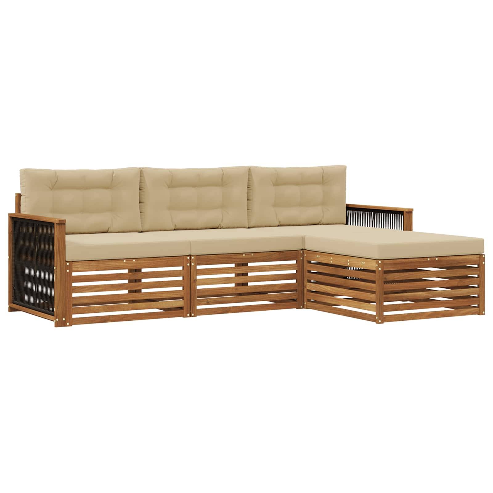 vidaXL Outdoor-Sofagarnitur Natur und Beige 249 x 162,5 x 73 cm