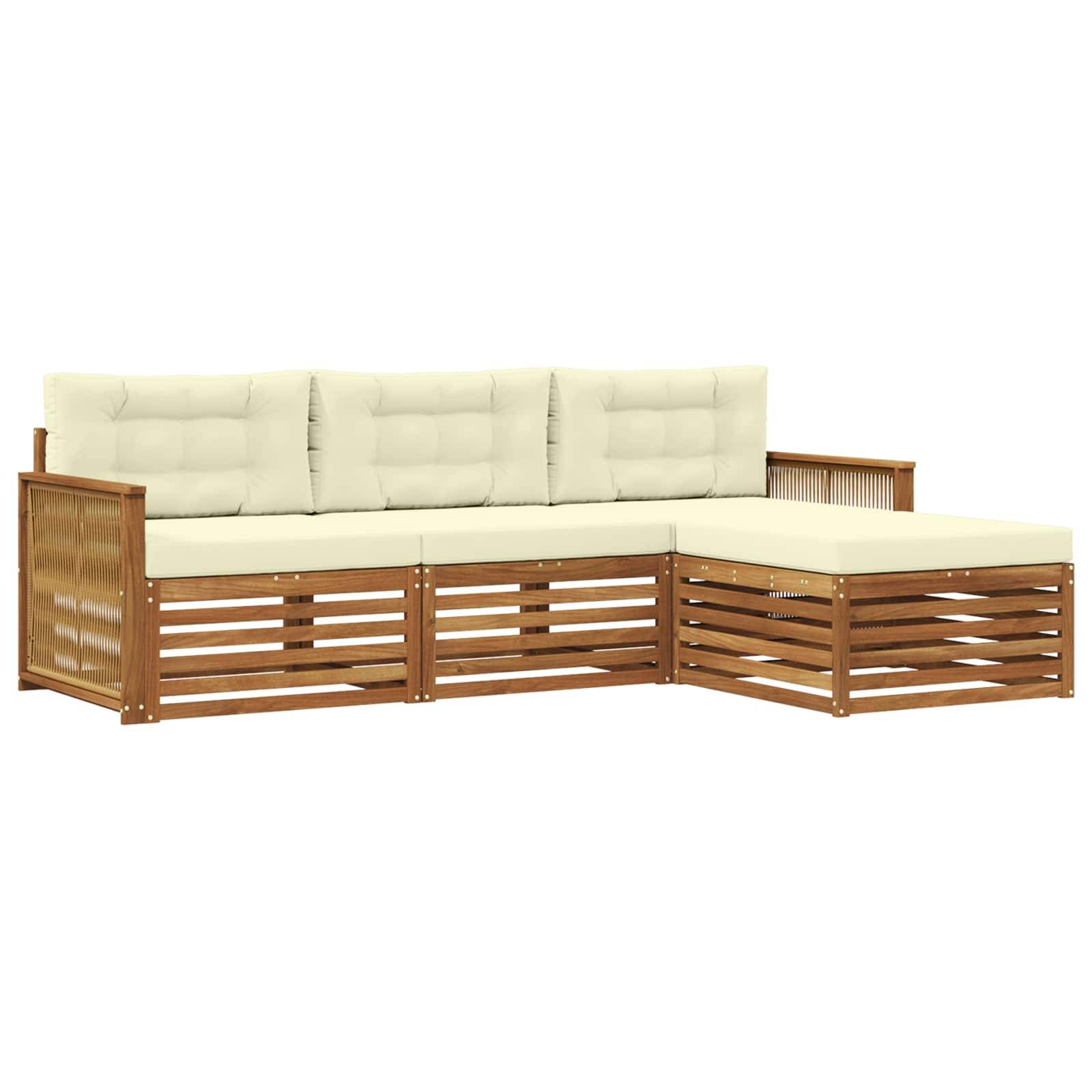vidaXL Outdoor-Sofagarnitur Natur und Creme 249 x 162,5 x 73 cm