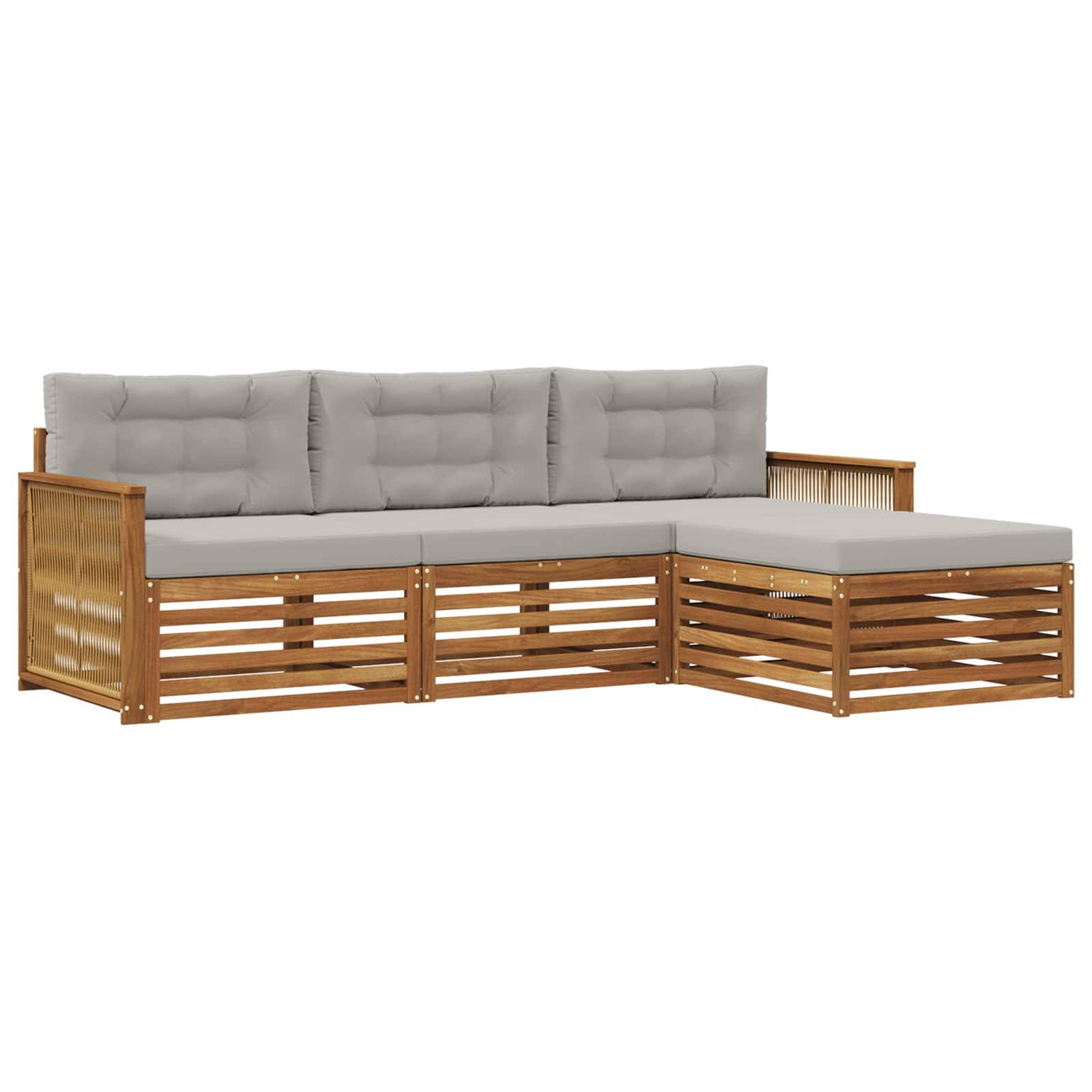 vidaXL Outdoor-Sofagarnitur Natürlich und Hellgrau 249 x 162,5 x 73 cm