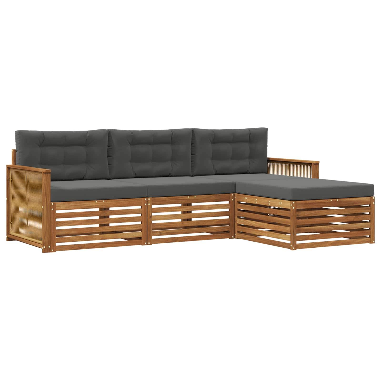 vidaXL Outdoor-Sofagarnitur Natur und Anthrazit 249 x 162,5 x 73 cm