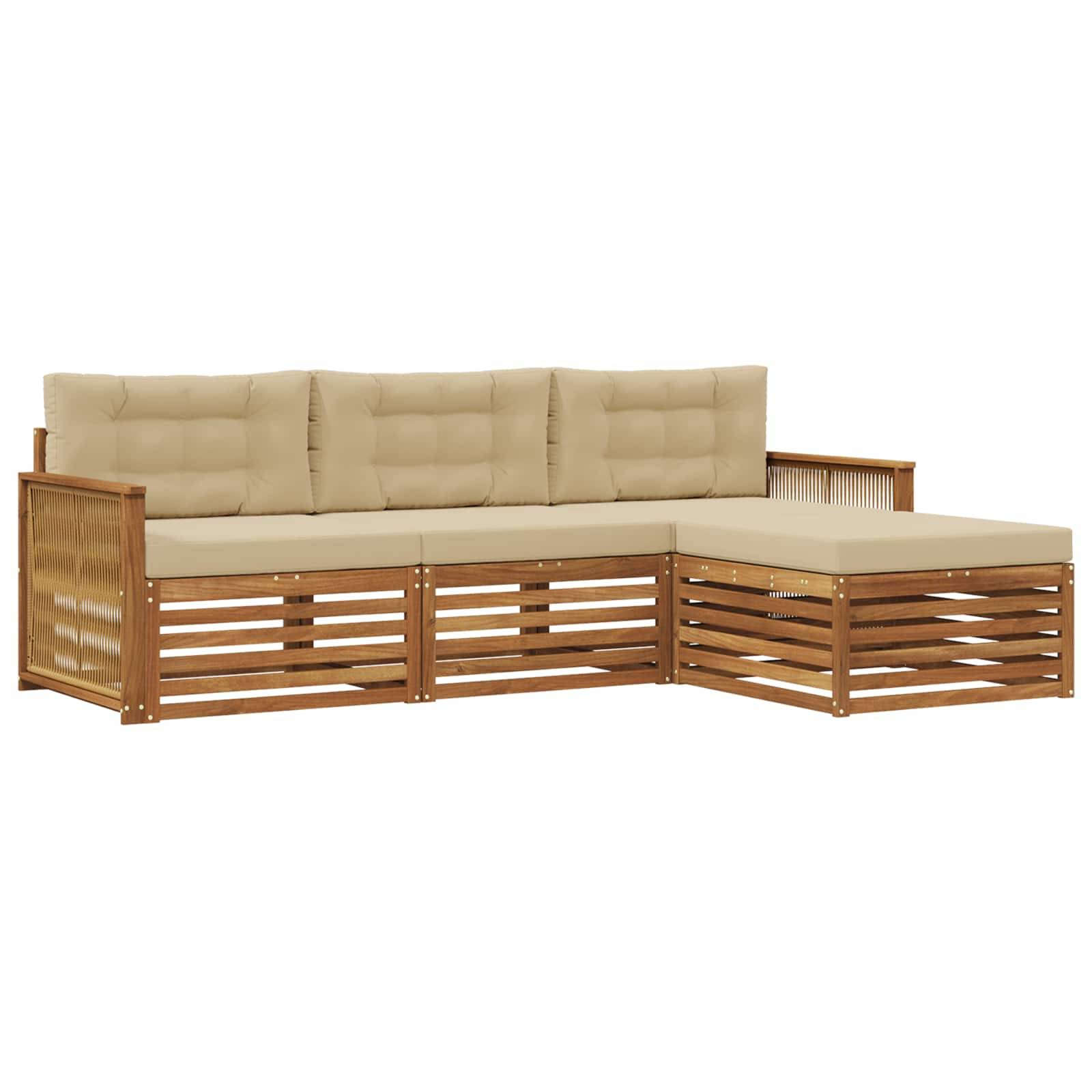 vidaXL Outdoor-Sofagarnitur Natur und Beige 249 x 162,5 x 73 cm