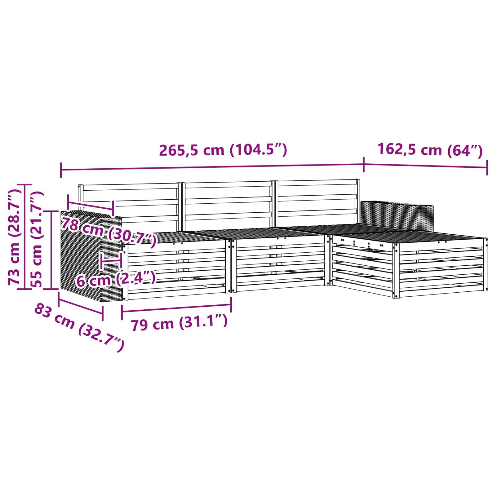 vidaXL Outdoor-Sofagarnitur 5 pcs Massivholz Akazie