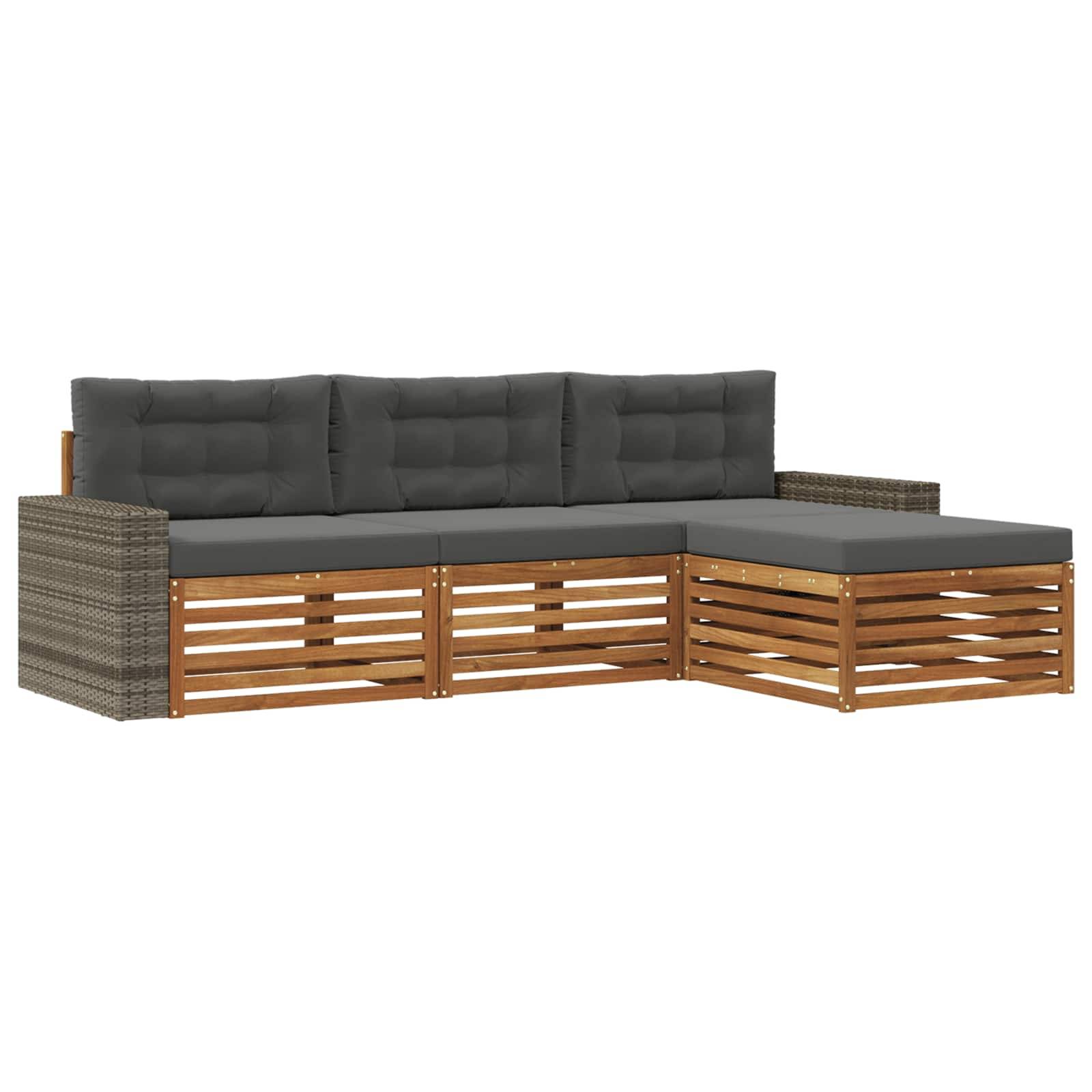 vidaXL Outdoor-Sofagarnitur 4 pcs Natur und Anthrazit Polyester