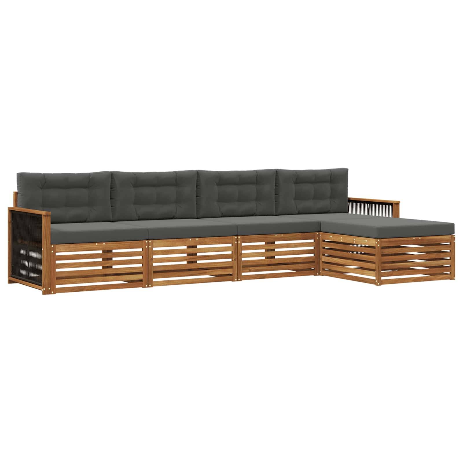 vidaXL Outdoor-Sofagarnitur mit Kissen 5 pcs Natur und Anthrazit