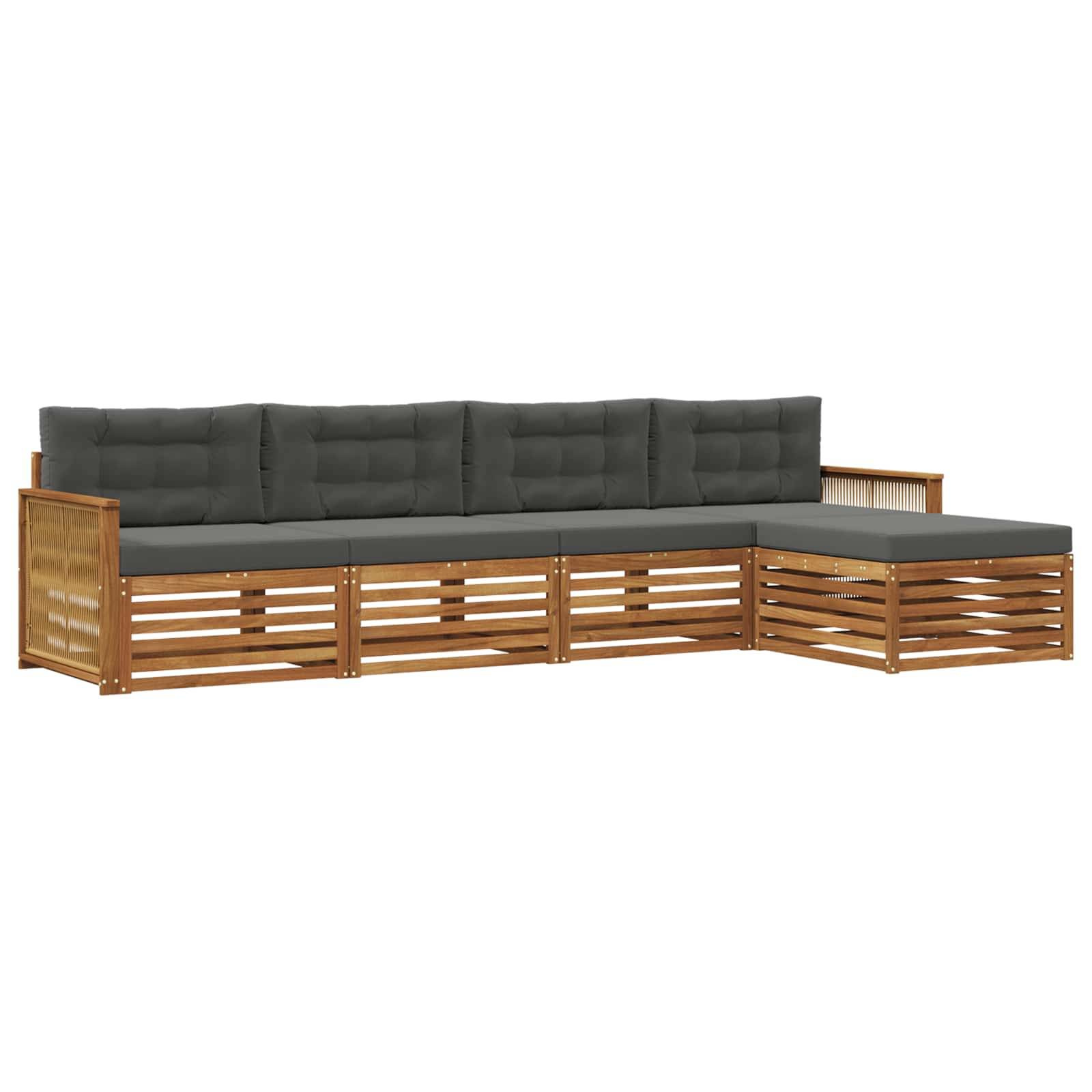 vidaXL Outdoor-Sofagarnitur mit Kissen 5 pcs Natur und Anthrazit