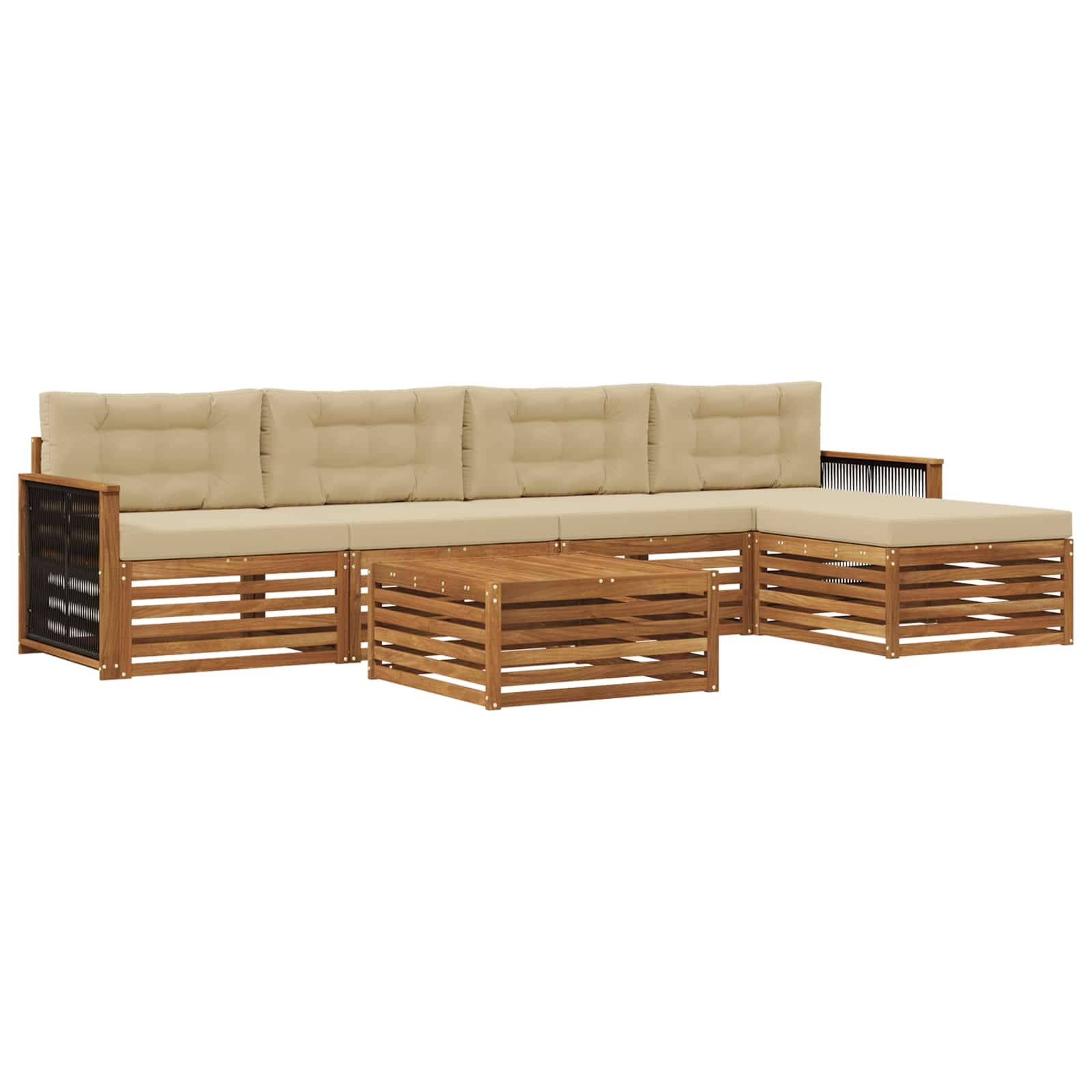 vidaXL Outdoor-Sofagarnitur mit Kissen 6 pcs Natur und Beige