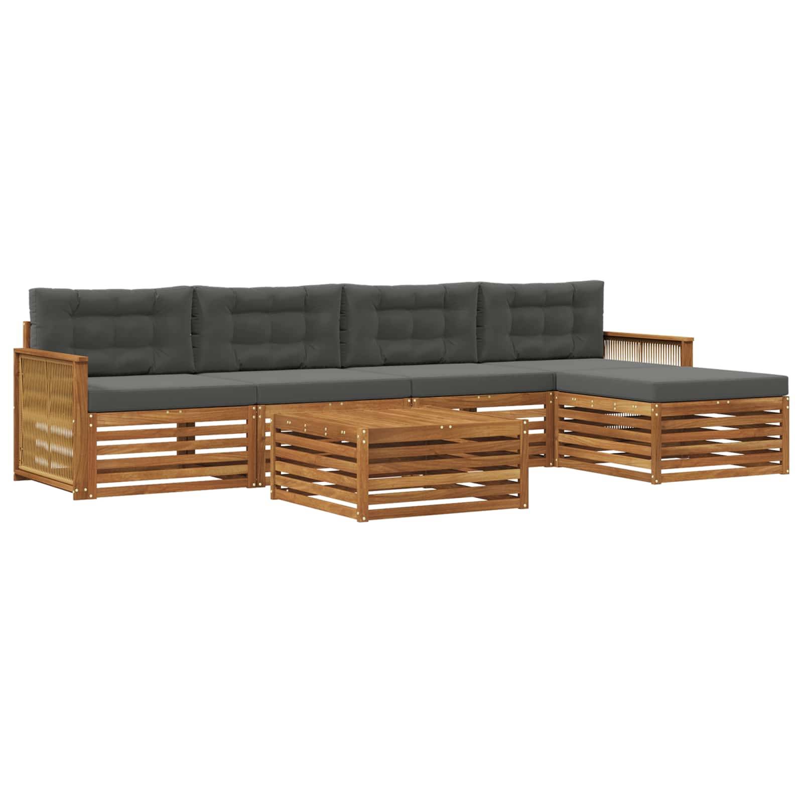 vidaXL Outdoor-Sofagarnitur mit Kissen 6 pcs Natur und Anthrazit