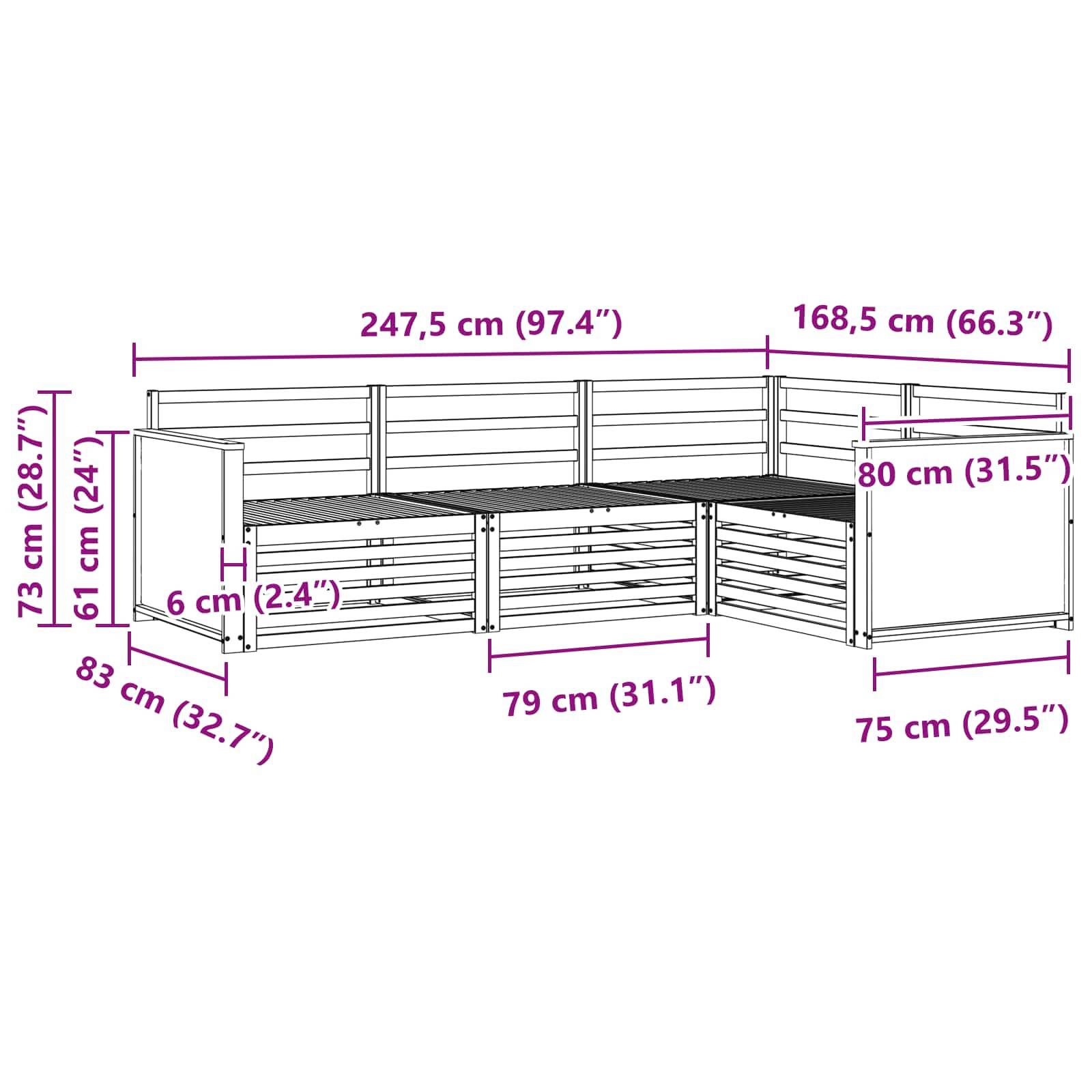 vidaXL Outdoor-Sofagarnitur 4 pcs Natur Massivholz Akazie
