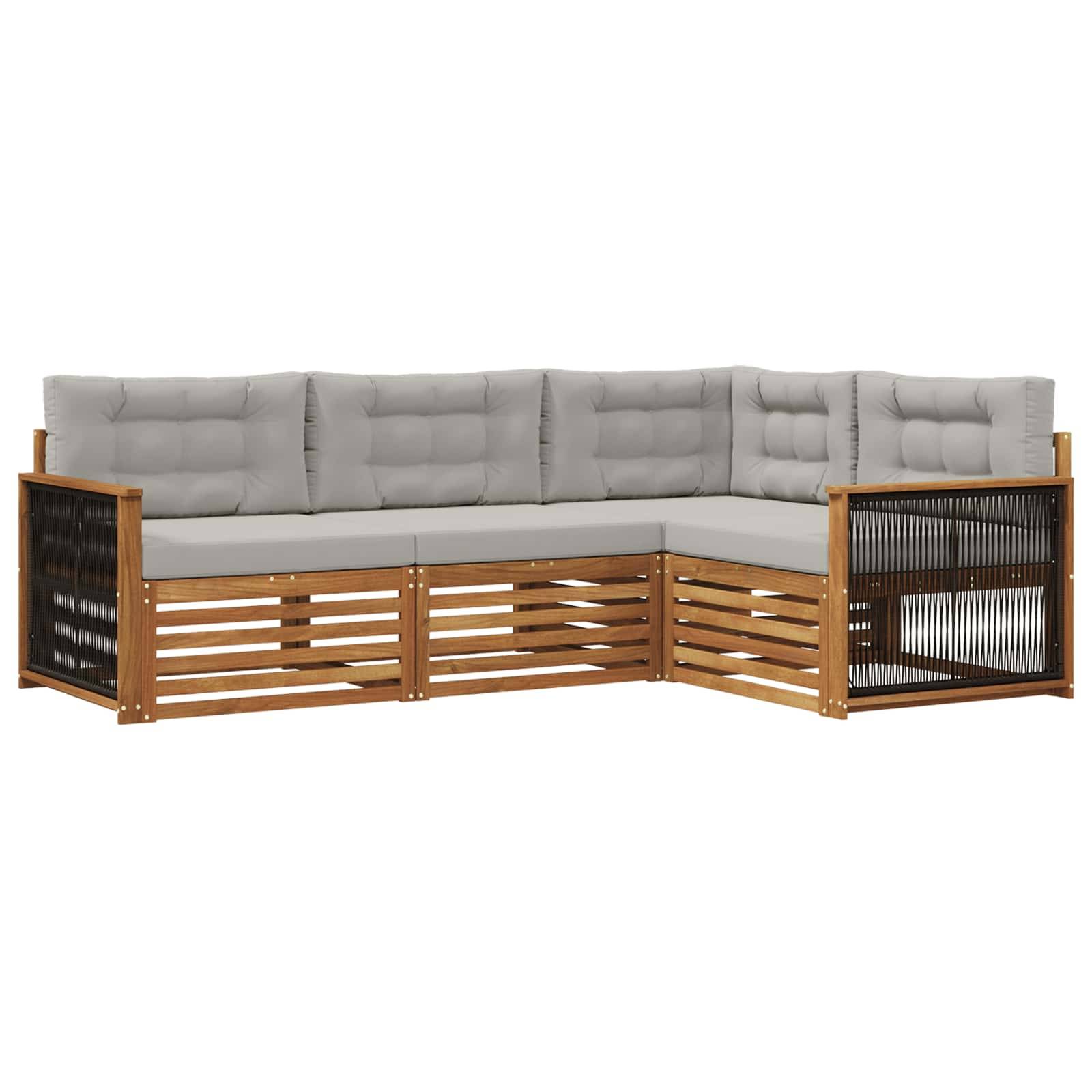 vidaXL Outdoor-Sofagarnitur mit Kissen 4 pcs Natürlich und Hellgrau