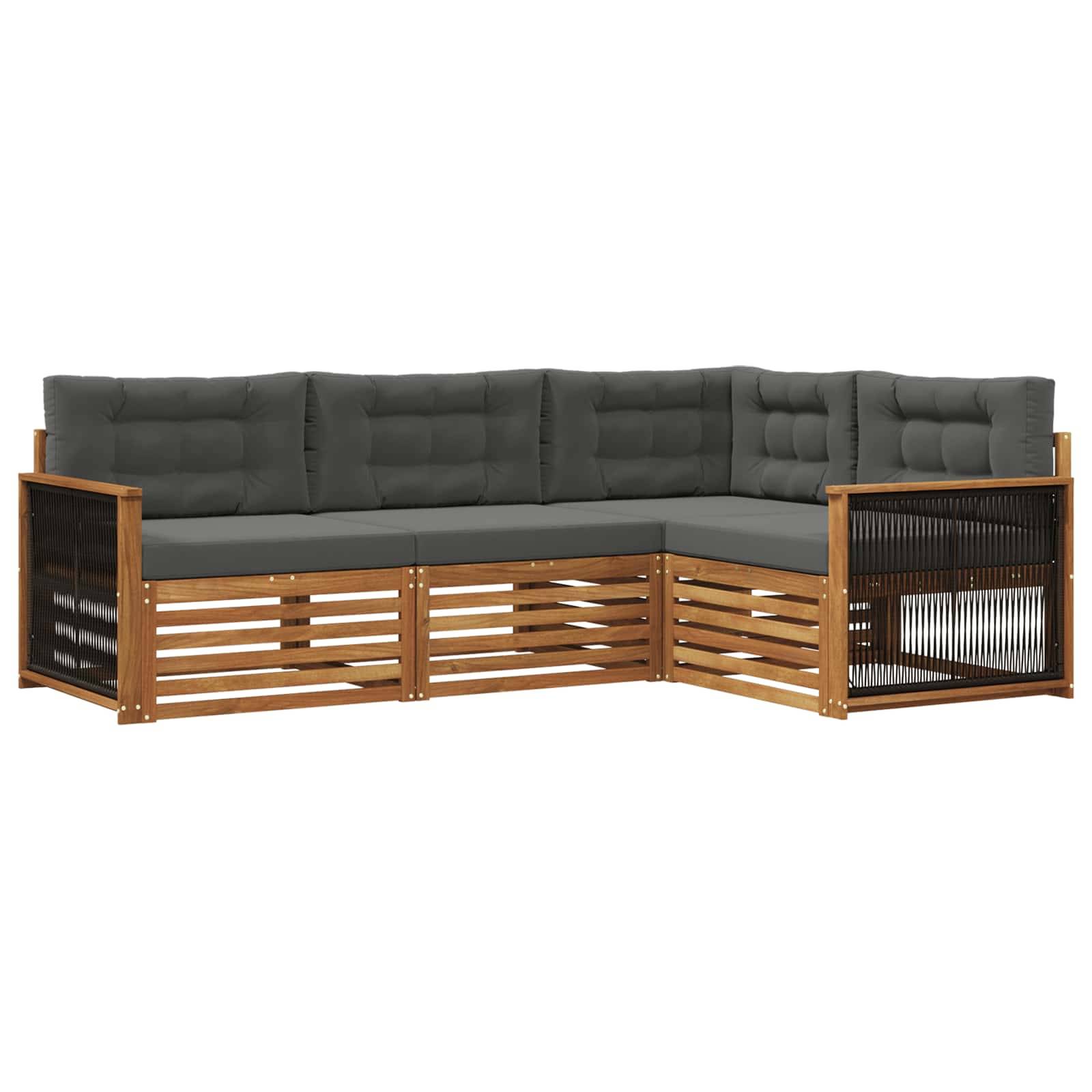 vidaXL Outdoor-Sofagarnitur mit Kissen 4 pcs Natur und Anthrazit