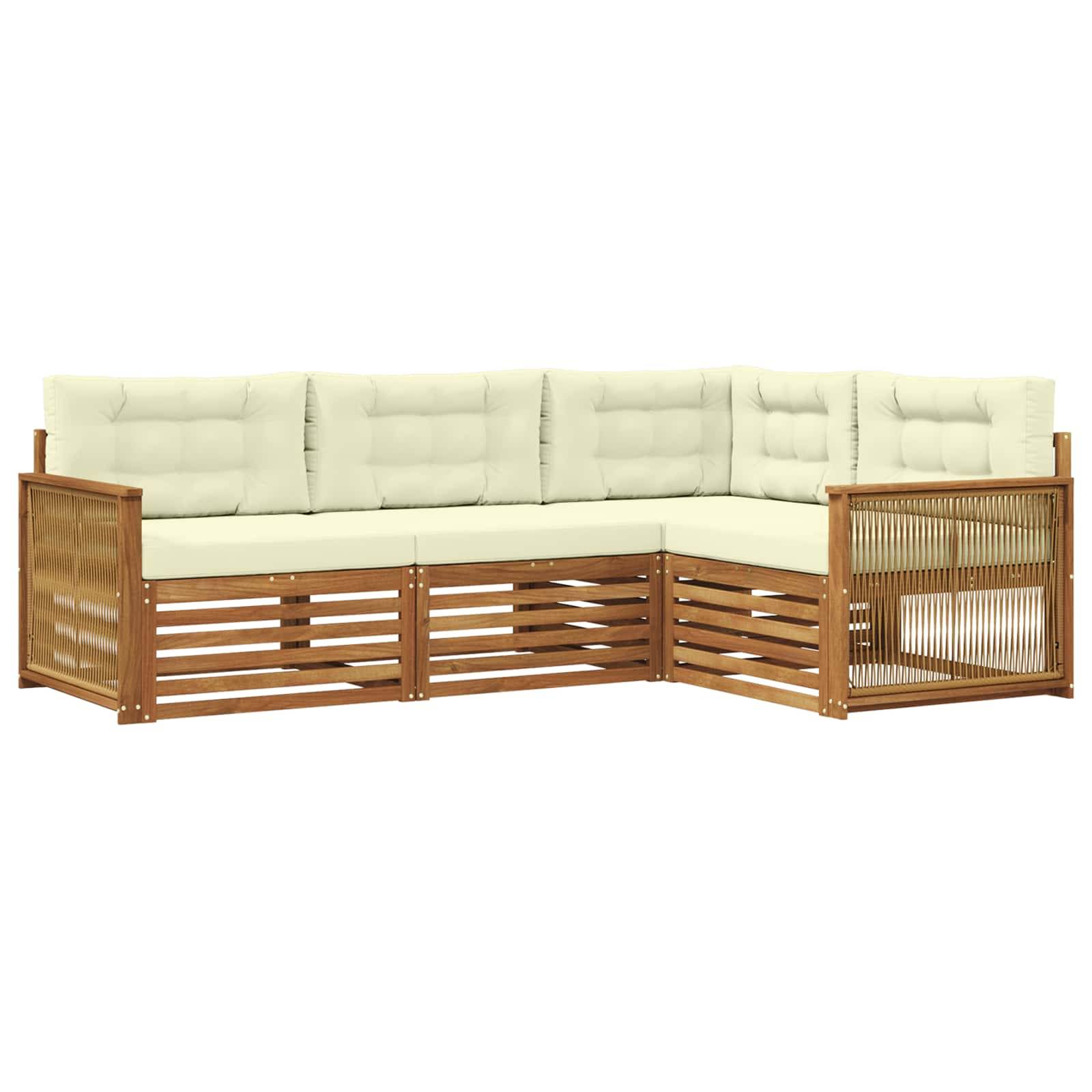 vidaXL Outdoor-Sofagarnitur mit Kissen 4 pcs Natur und Creme