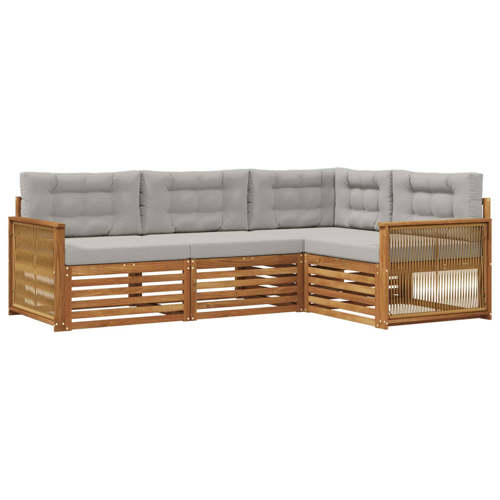 vidaXL Outdoor-Sofagarnitur mit Kissen 4 pcs Natürlich und Hellgrau