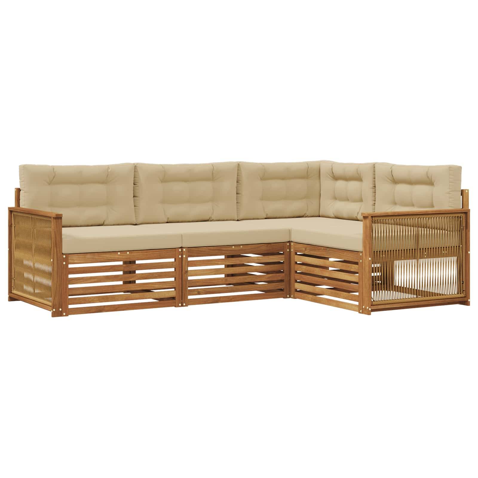 vidaXL Outdoor-Sofagarnitur mit Kissen 4 pcs Natur und Beige
