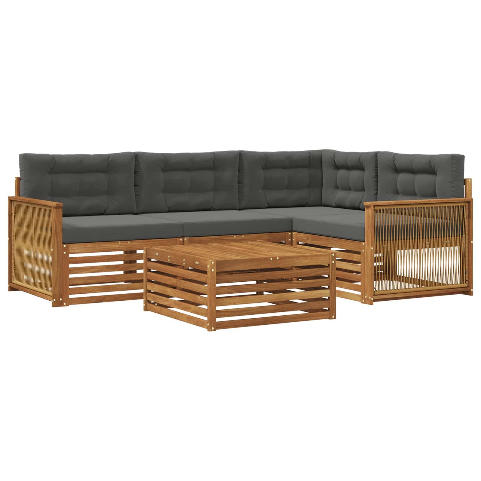 vidaXL Outdoor-Sofagarnitur mit Kissen 5 pcs Natur und Anthrazit