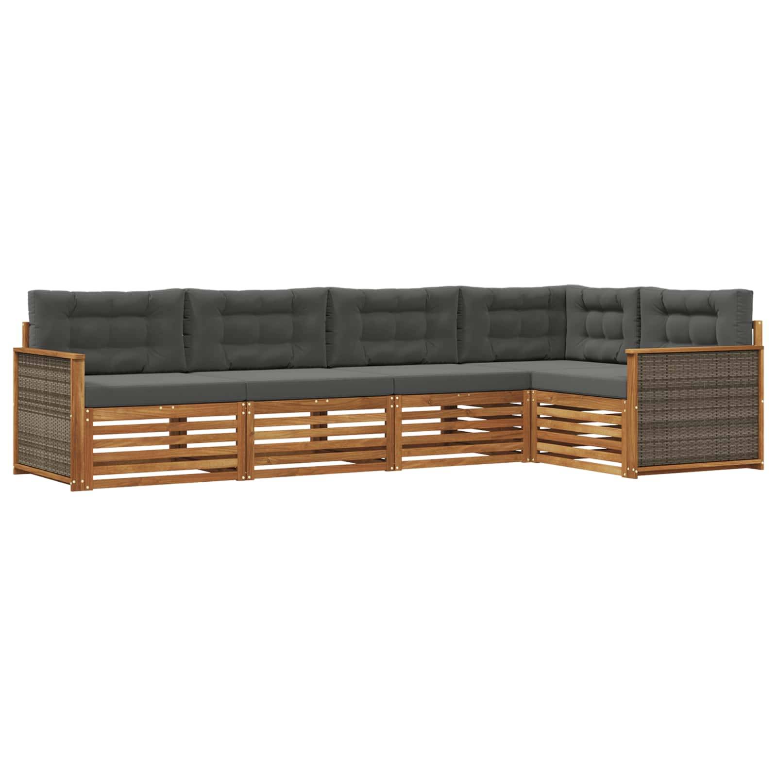 vidaXL Outdoor-Sofagarnitur mit Kissen 5 pcs Natur und Anthrazit