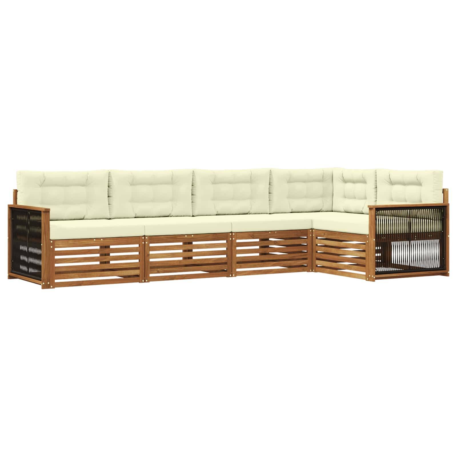 vidaXL Outdoor-Sofagarnitur mit Kissen 5 pcs Natur und Creme
