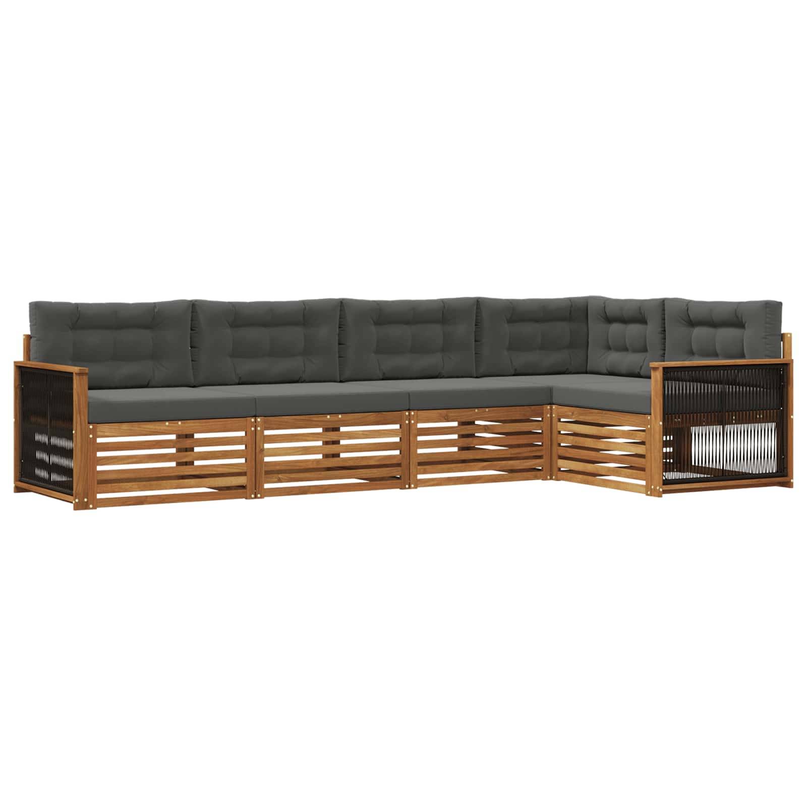 vidaXL Outdoor-Sofagarnitur mit Kissen 5 pcs Natur und Anthrazit