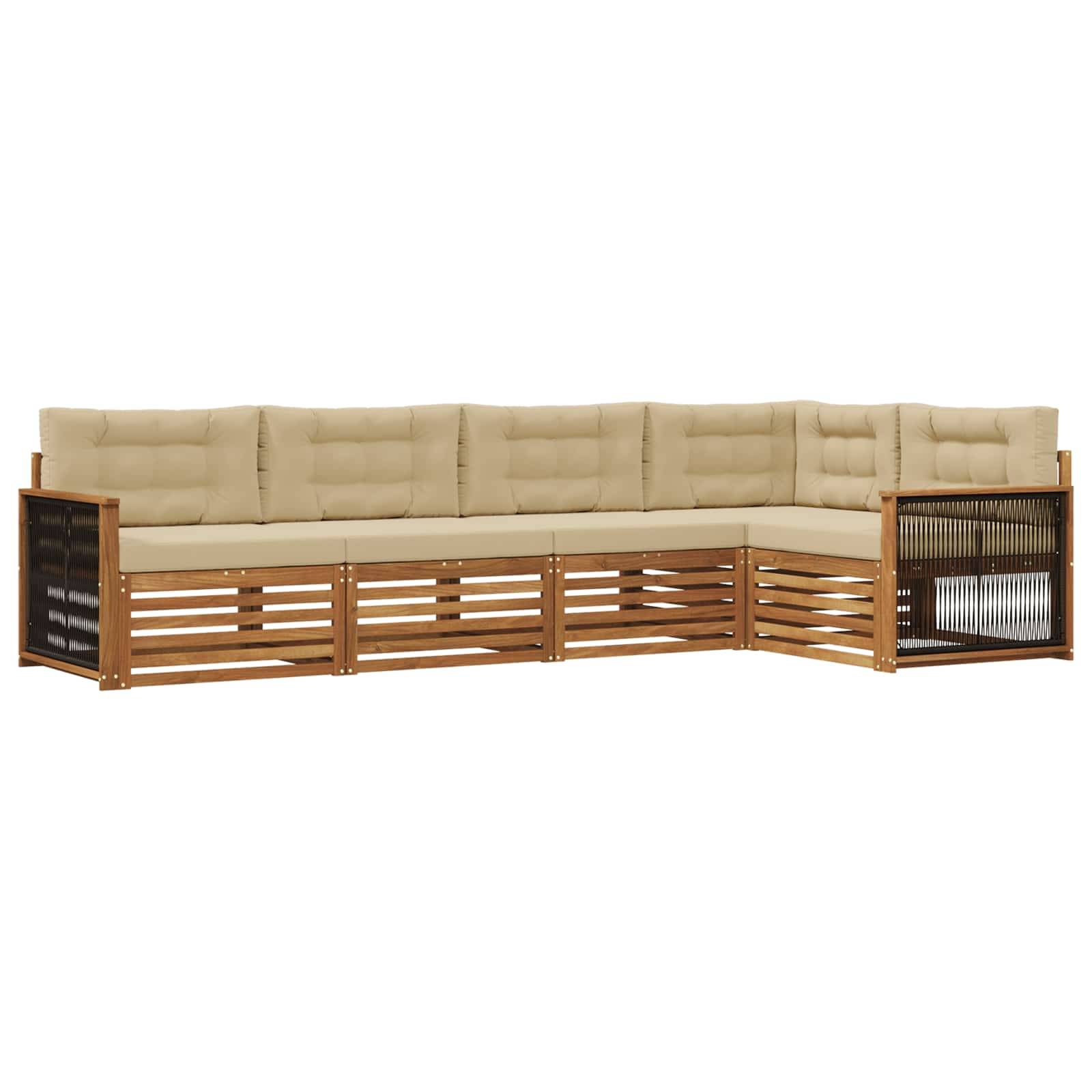 vidaXL Outdoor-Sofagarnitur mit Kissen 5 pcs Natur und Beige
