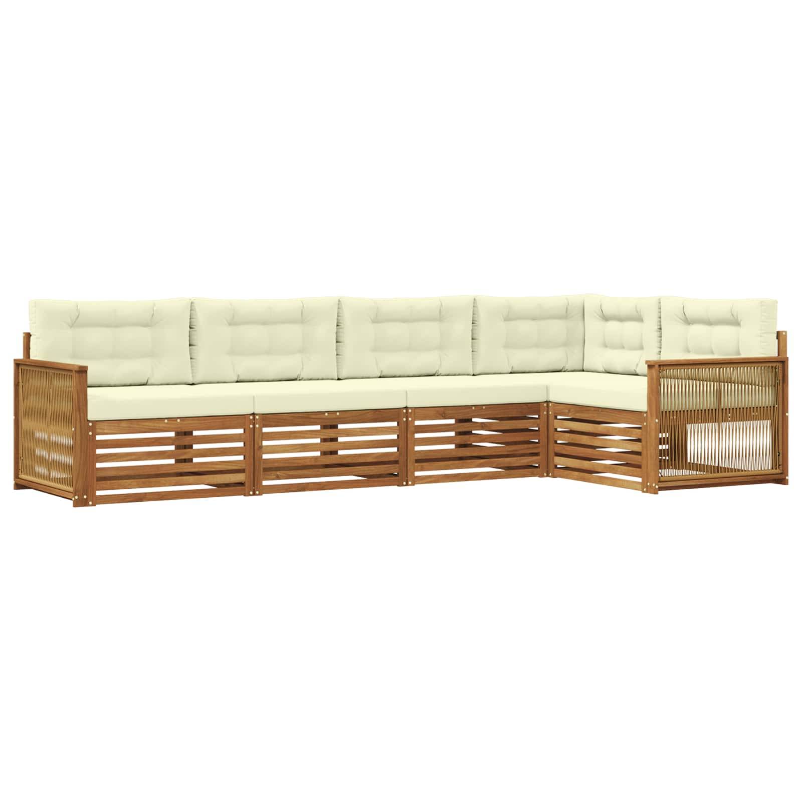 vidaXL Outdoor-Sofagarnitur mit Kissen 5 pcs Natur und Creme