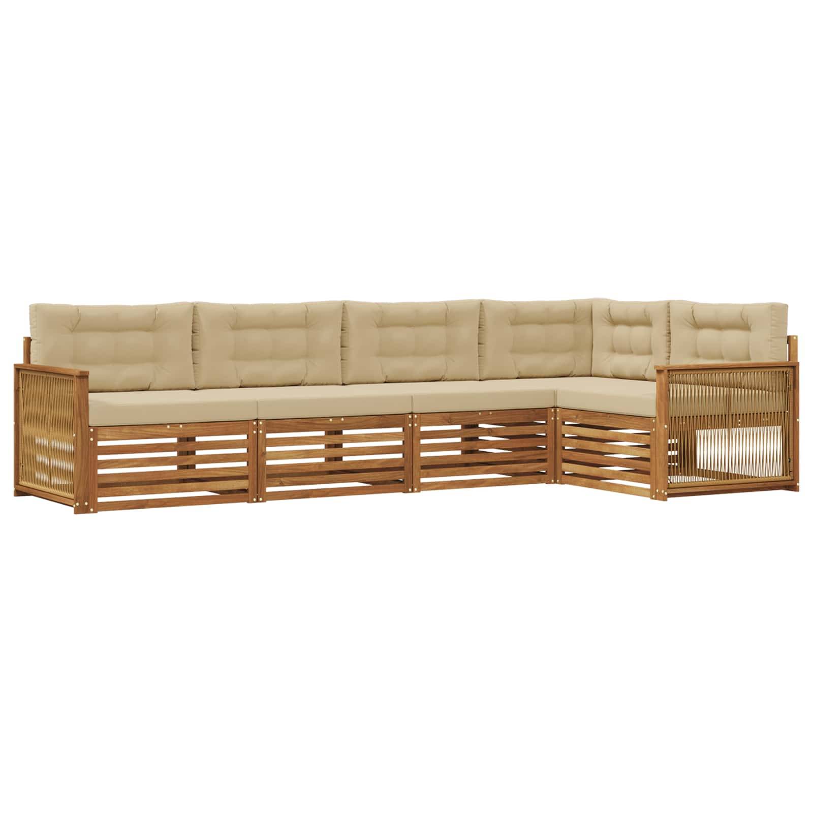 vidaXL Outdoor-Sofagarnitur mit Kissen 5 pcs Natur und Beige