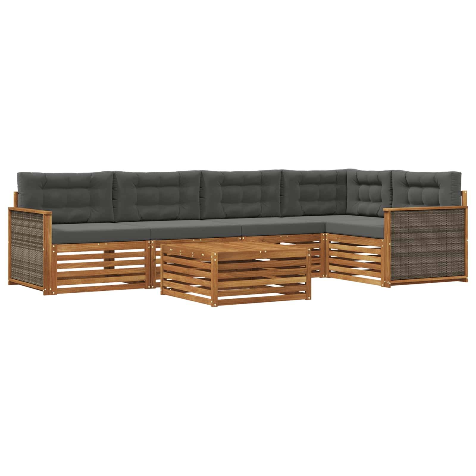 vidaXL Outdoor-Sofagarnitur mit Kissen 6 pcs Natur und Anthrazit