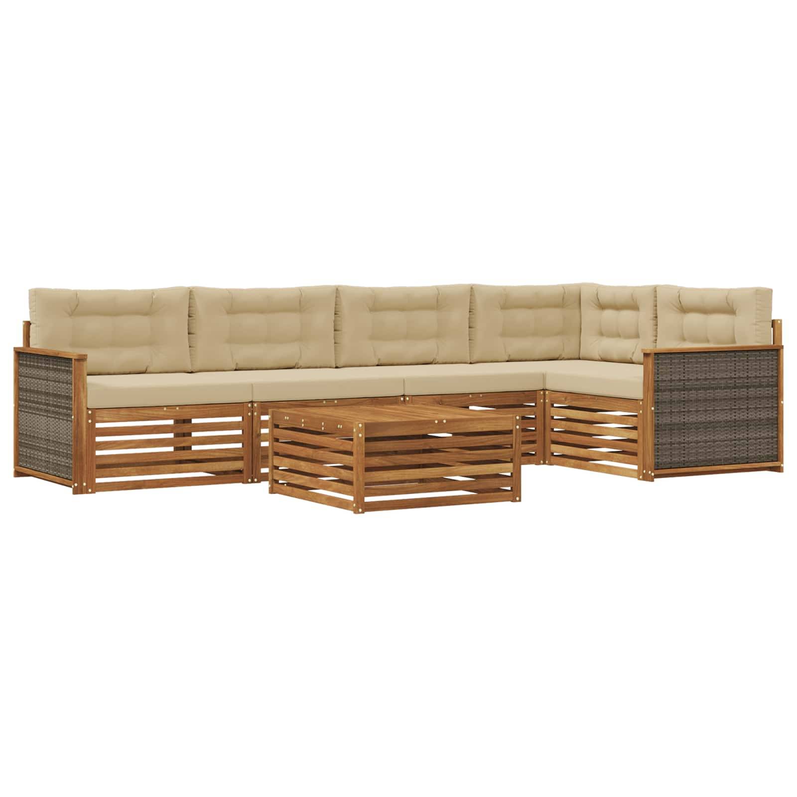vidaXL Outdoor-Sofagarnitur mit Kissen 6 pcs Natur und Beige