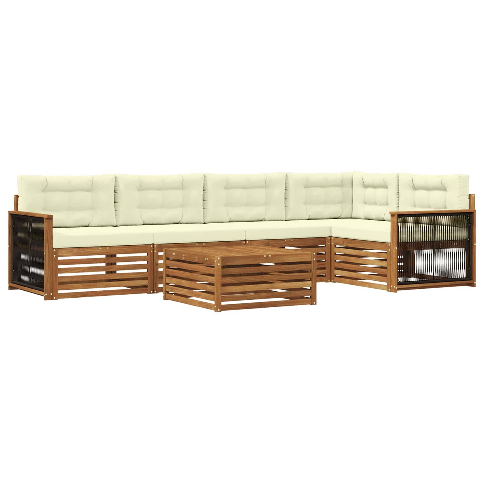 vidaXL Outdoor-Sofagarnitur mit Kissen 6 pcs Natur und Creme