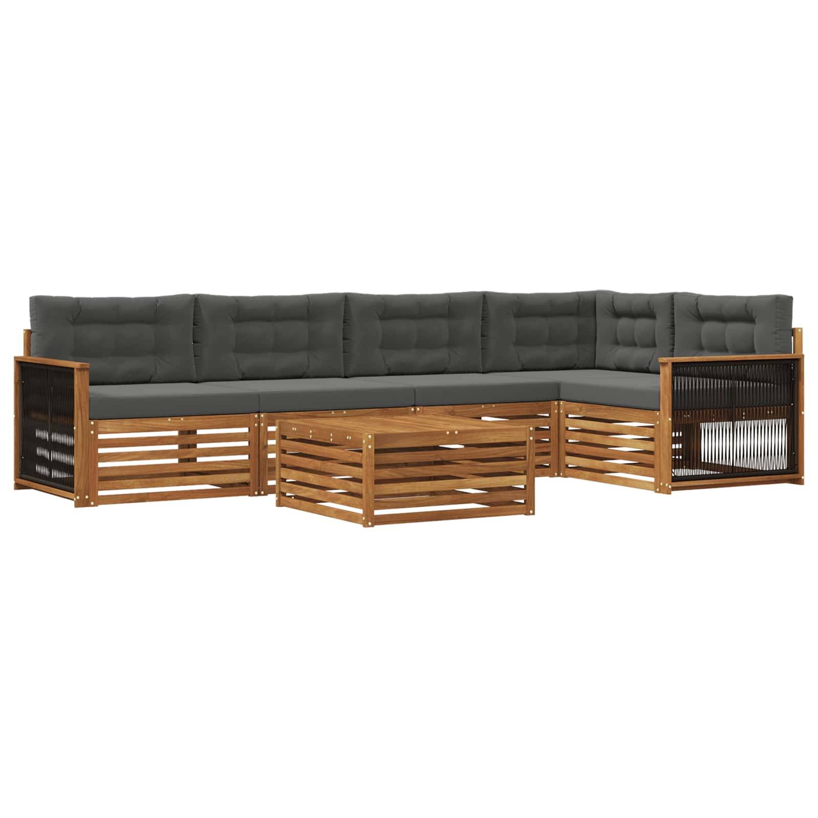 vidaXL Outdoor-Sofagarnitur mit Kissen 6 pcs Natur und Anthrazit