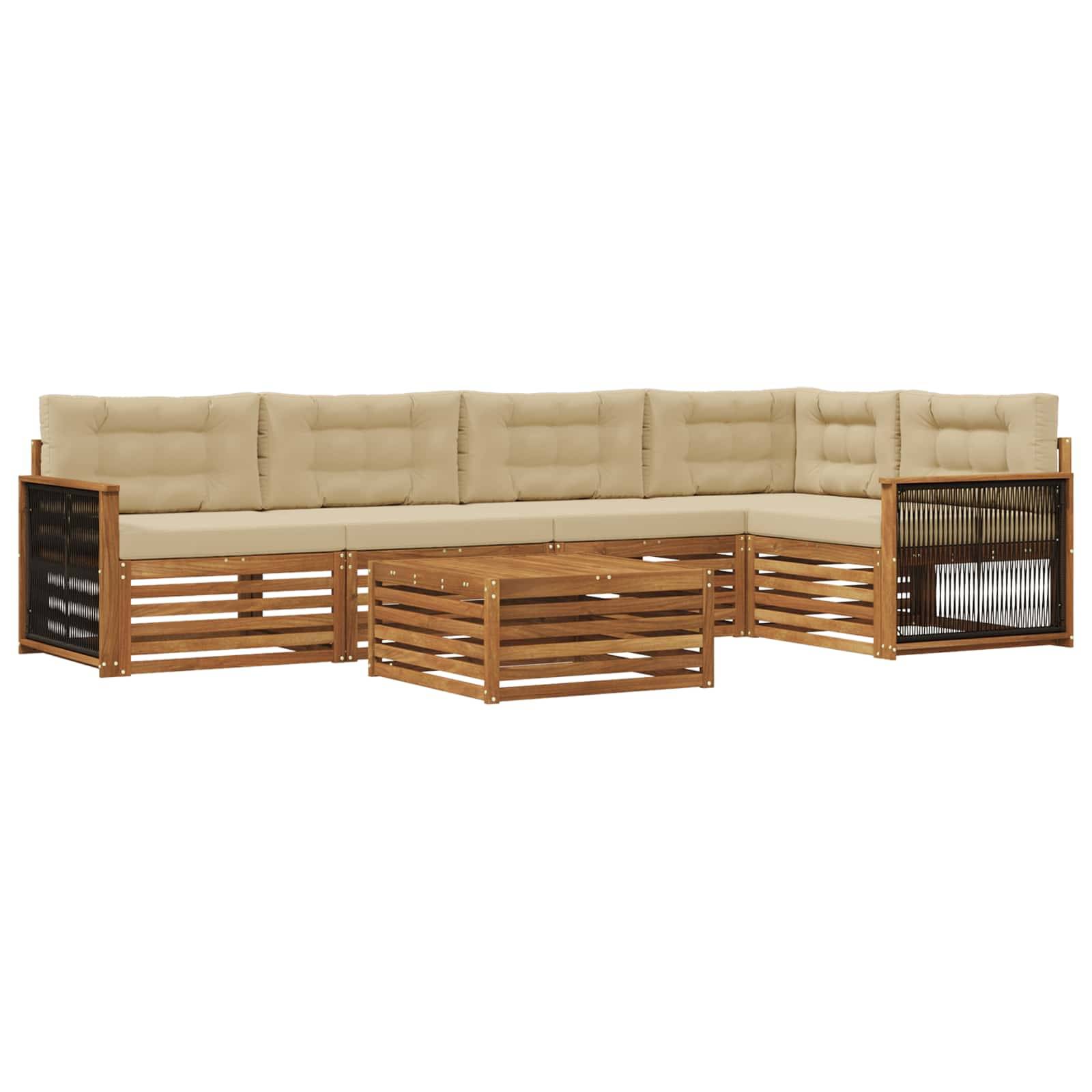 vidaXL Outdoor-Sofagarnitur mit Kissen 6 pcs Natur und Beige