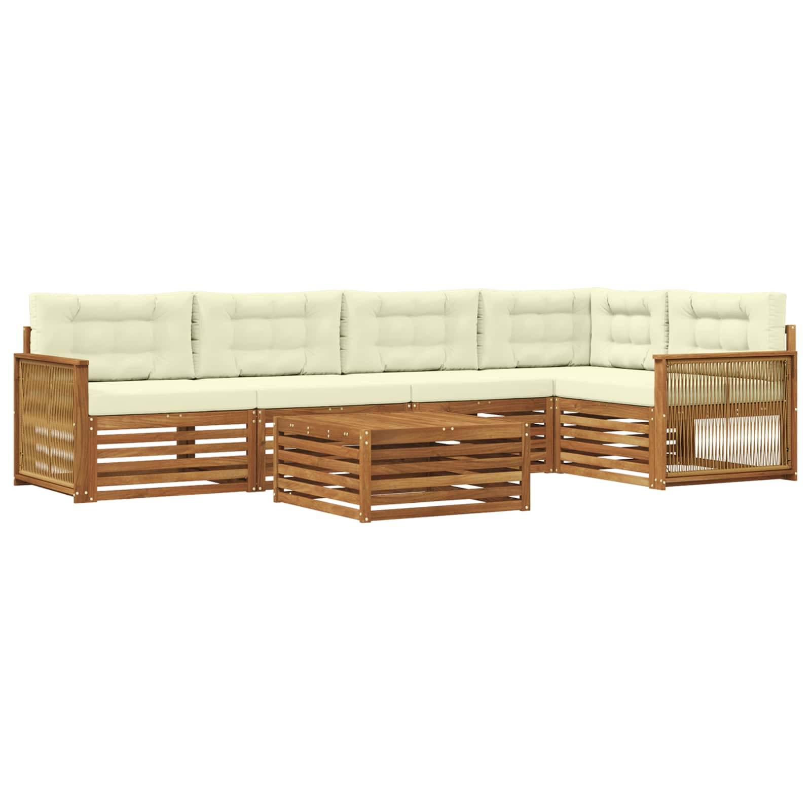 vidaXL Outdoor-Sofagarnitur mit Kissen 6 pcs Natur und Creme