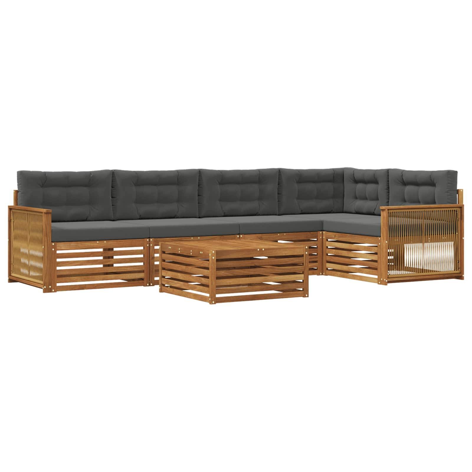 vidaXL Outdoor-Sofagarnitur mit Kissen 6 pcs Natur und Anthrazit