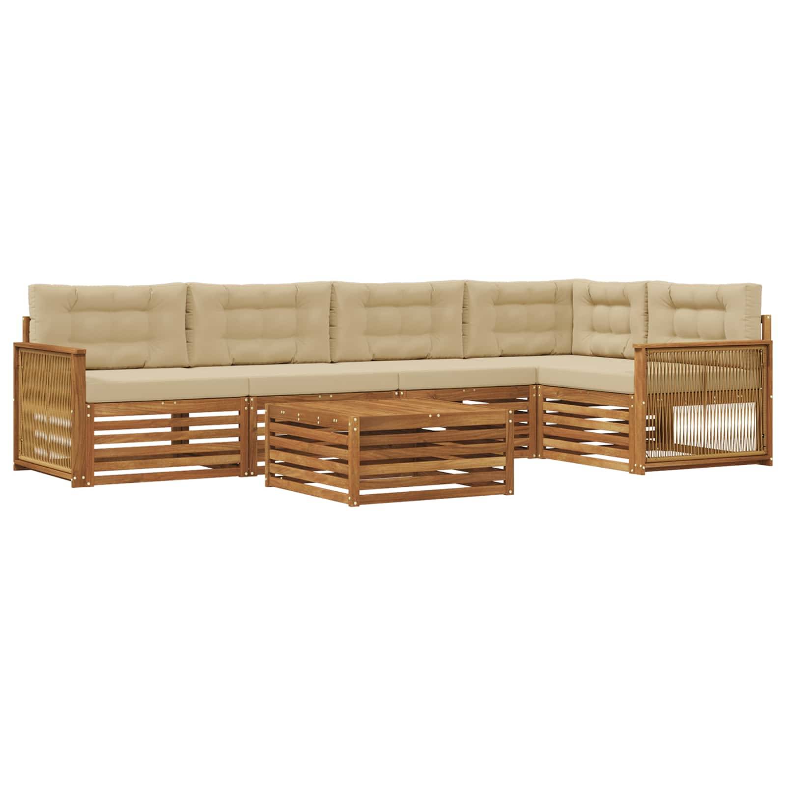 vidaXL Outdoor-Sofagarnitur mit Kissen 6 pcs Natur und Beige