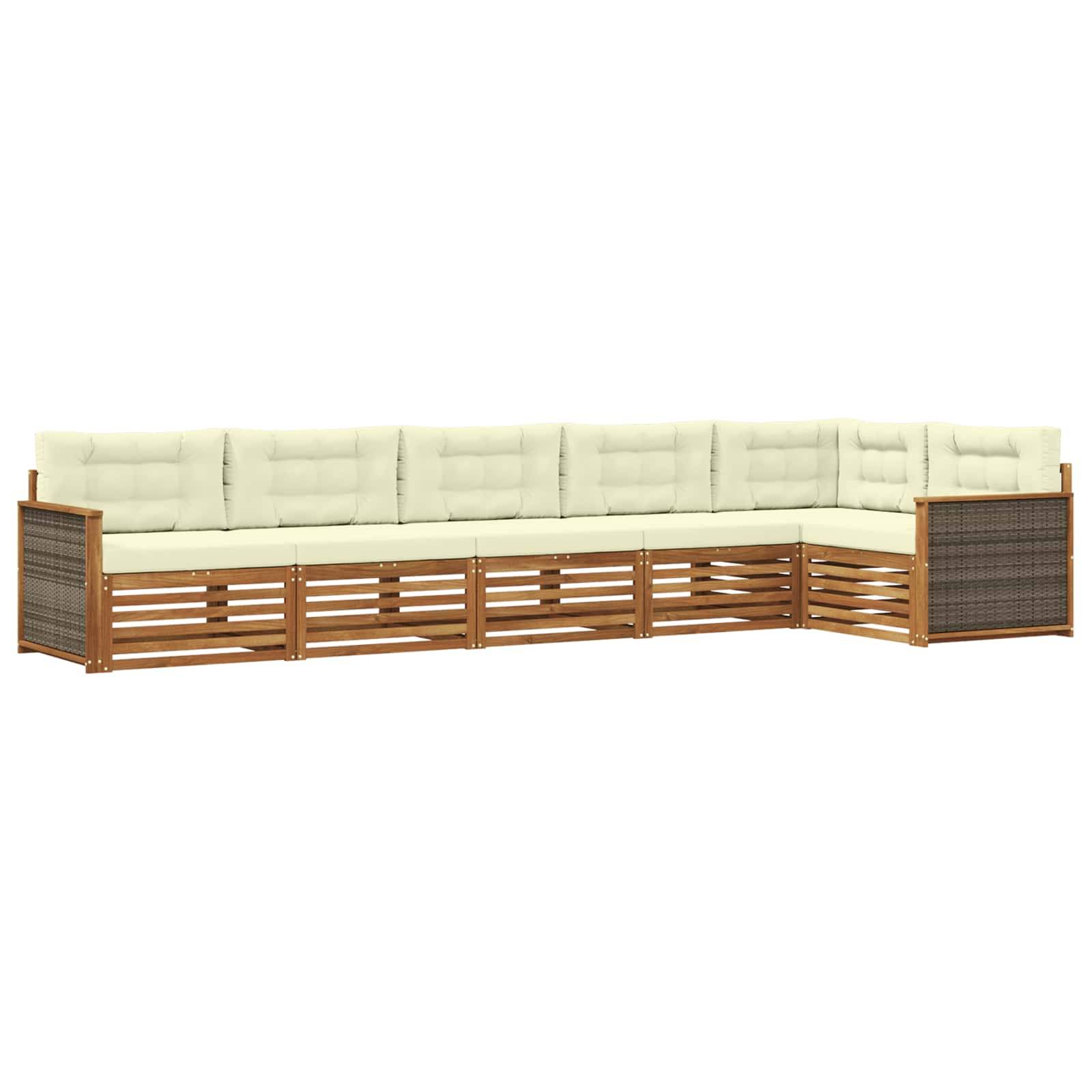 vidaXL Outdoor-Sofagarnitur mit Kissen 6 pcs Natur und Creme