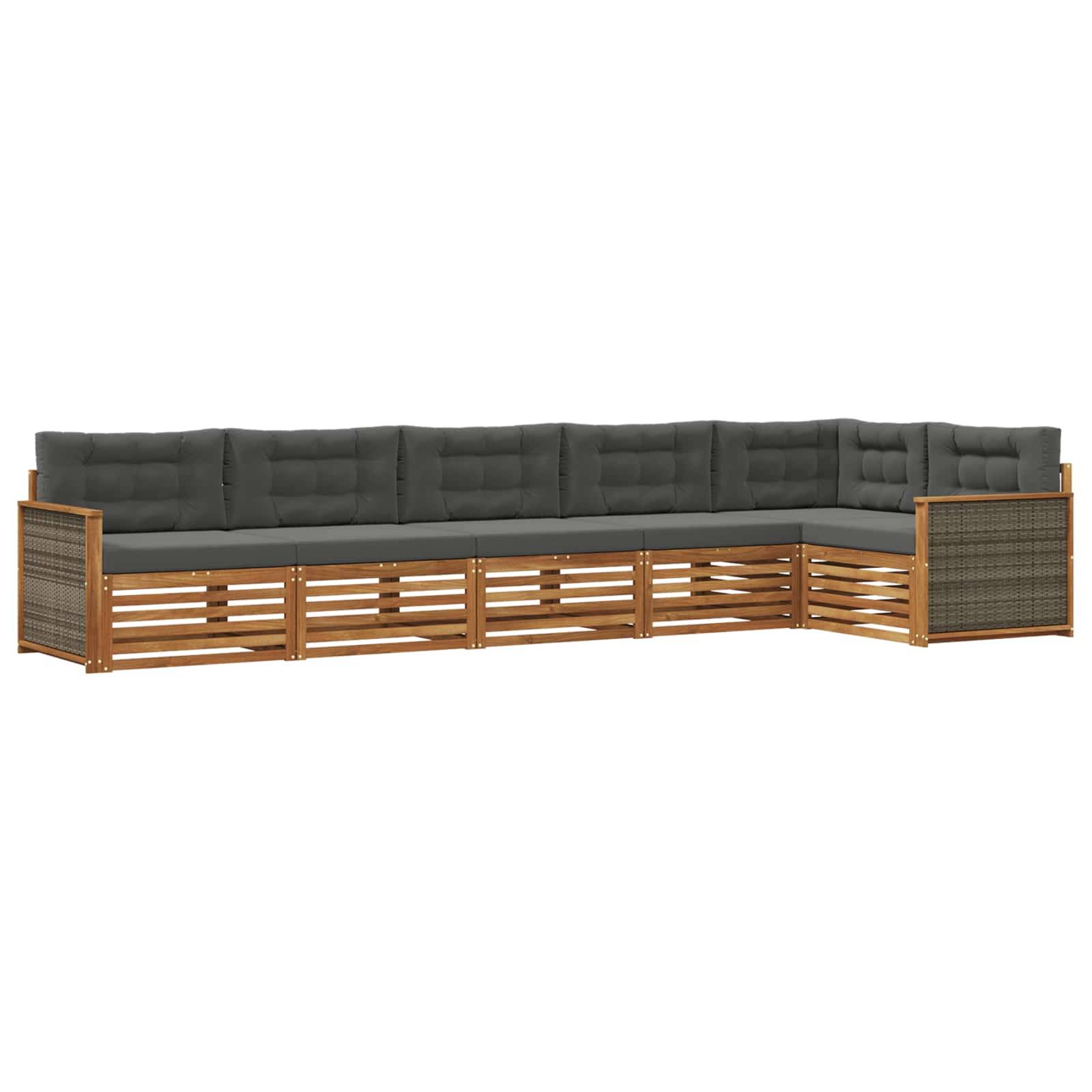 vidaXL Outdoor-Sofagarnitur mit Kissen 6 pcs Natur und Anthrazit