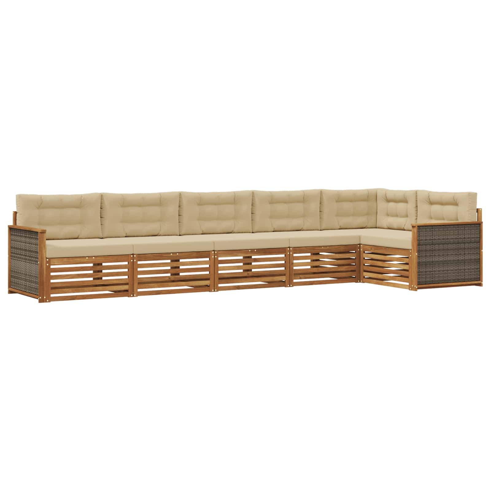 vidaXL Outdoor-Sofagarnitur mit Kissen 6 pcs Natur und Beige