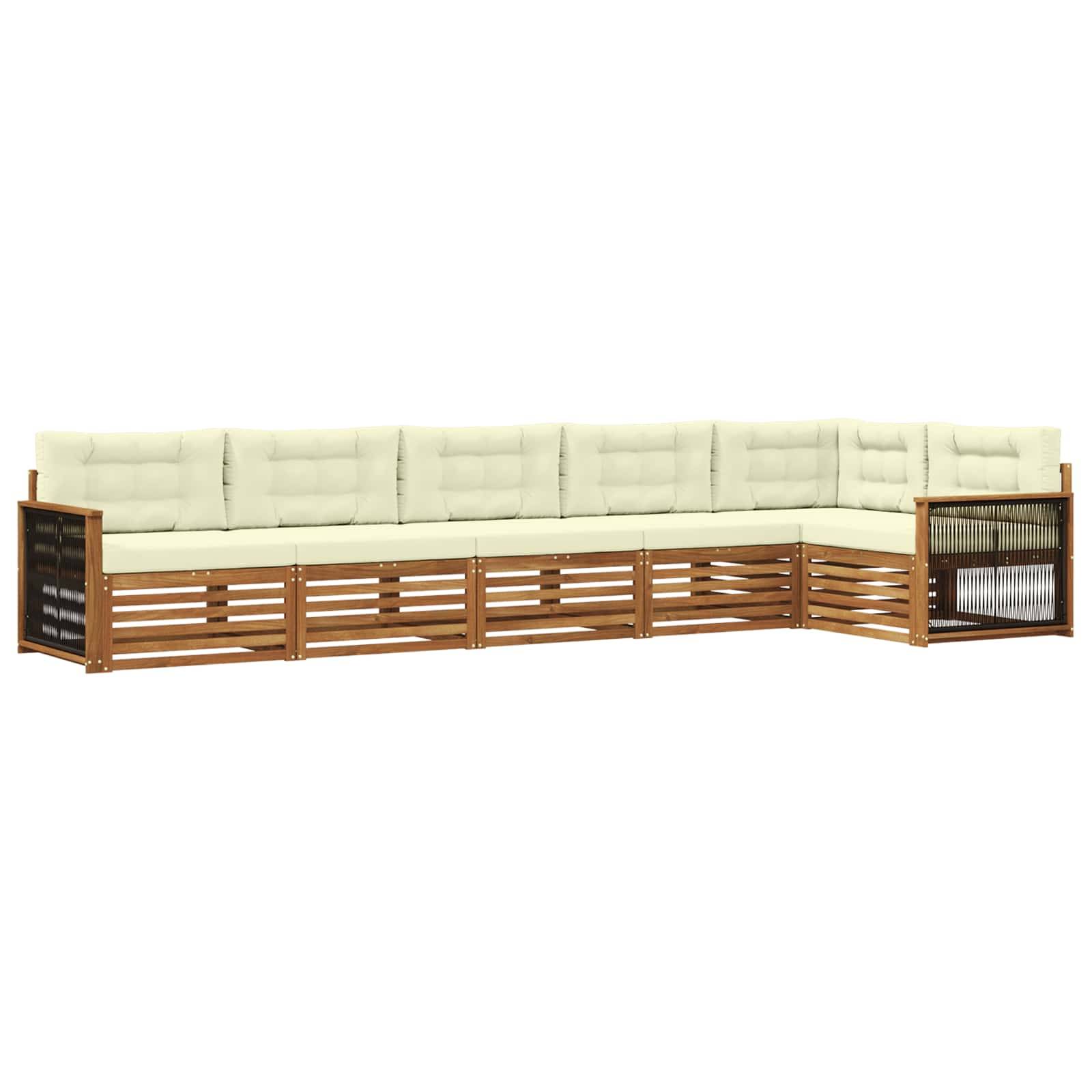 vidaXL Outdoor-Sofagarnitur mit Kissen 6 pcs Natur und Creme