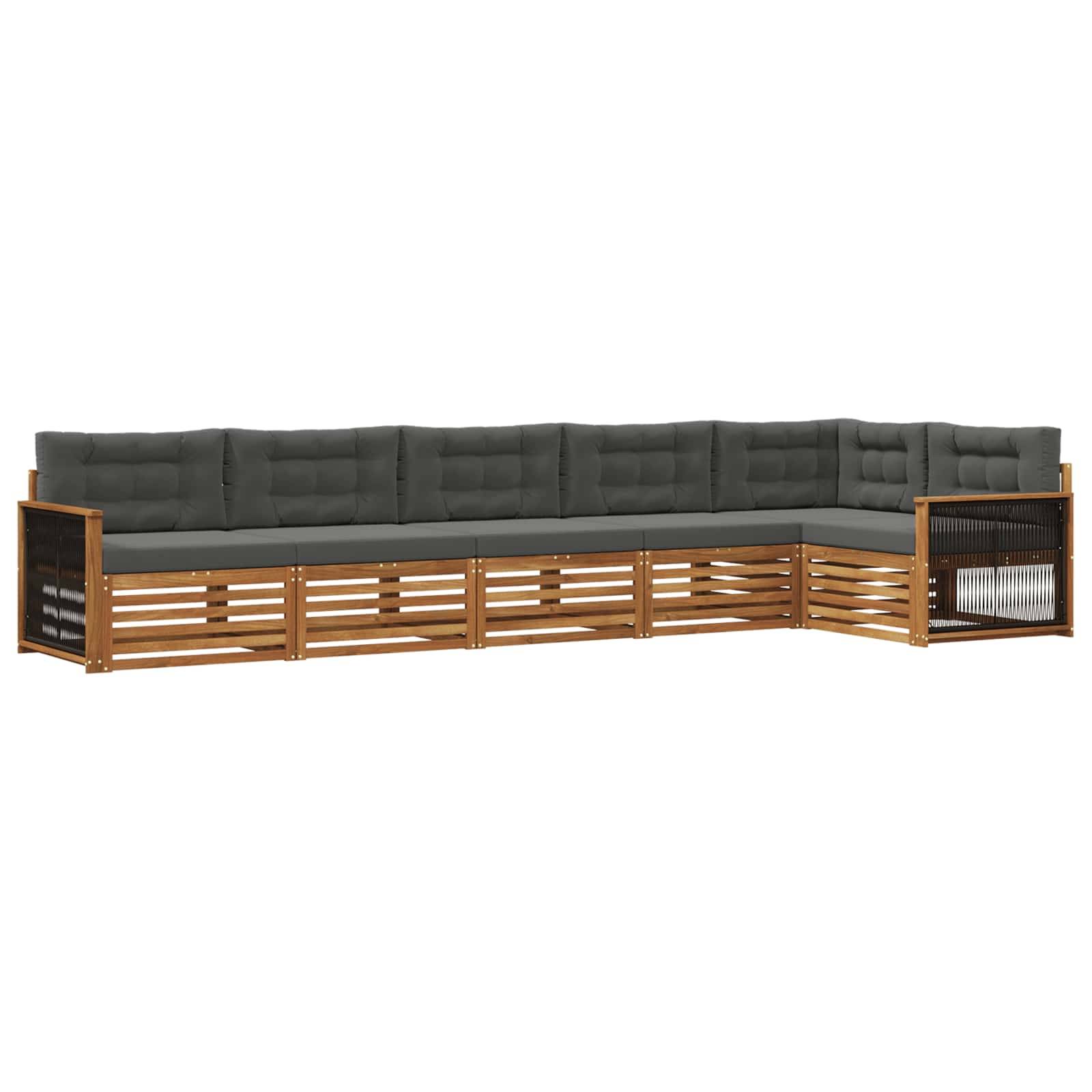 vidaXL Outdoor-Sofagarnitur mit Kissen 6 pcs Natur und Anthrazit