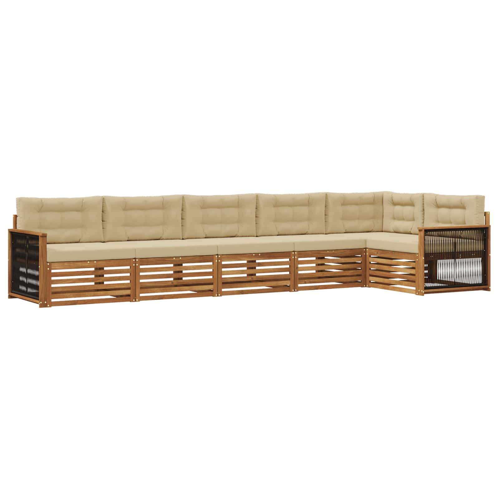 vidaXL Outdoor-Sofagarnitur mit Kissen 6 pcs Natur und Beige