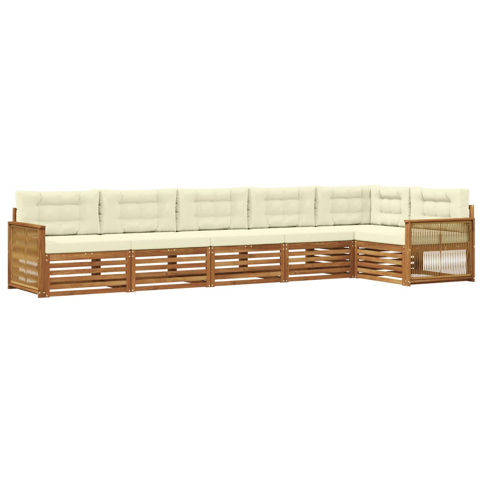 vidaXL Outdoor-Sofagarnitur mit Kissen 6 pcs Natur und Creme