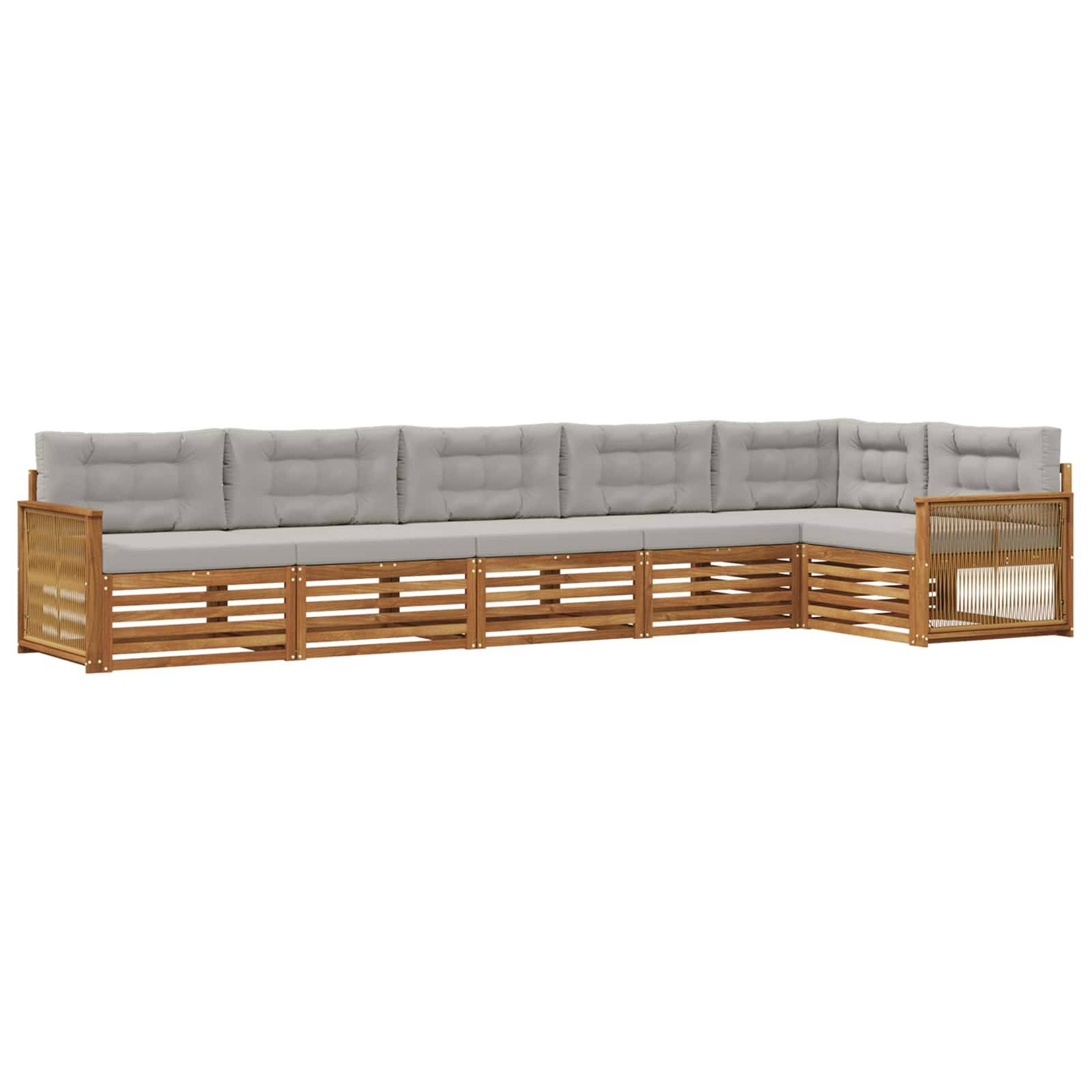 vidaXL Outdoor-Sofagarnitur mit Kissen 6 pcs Natürlich und Hellgrau