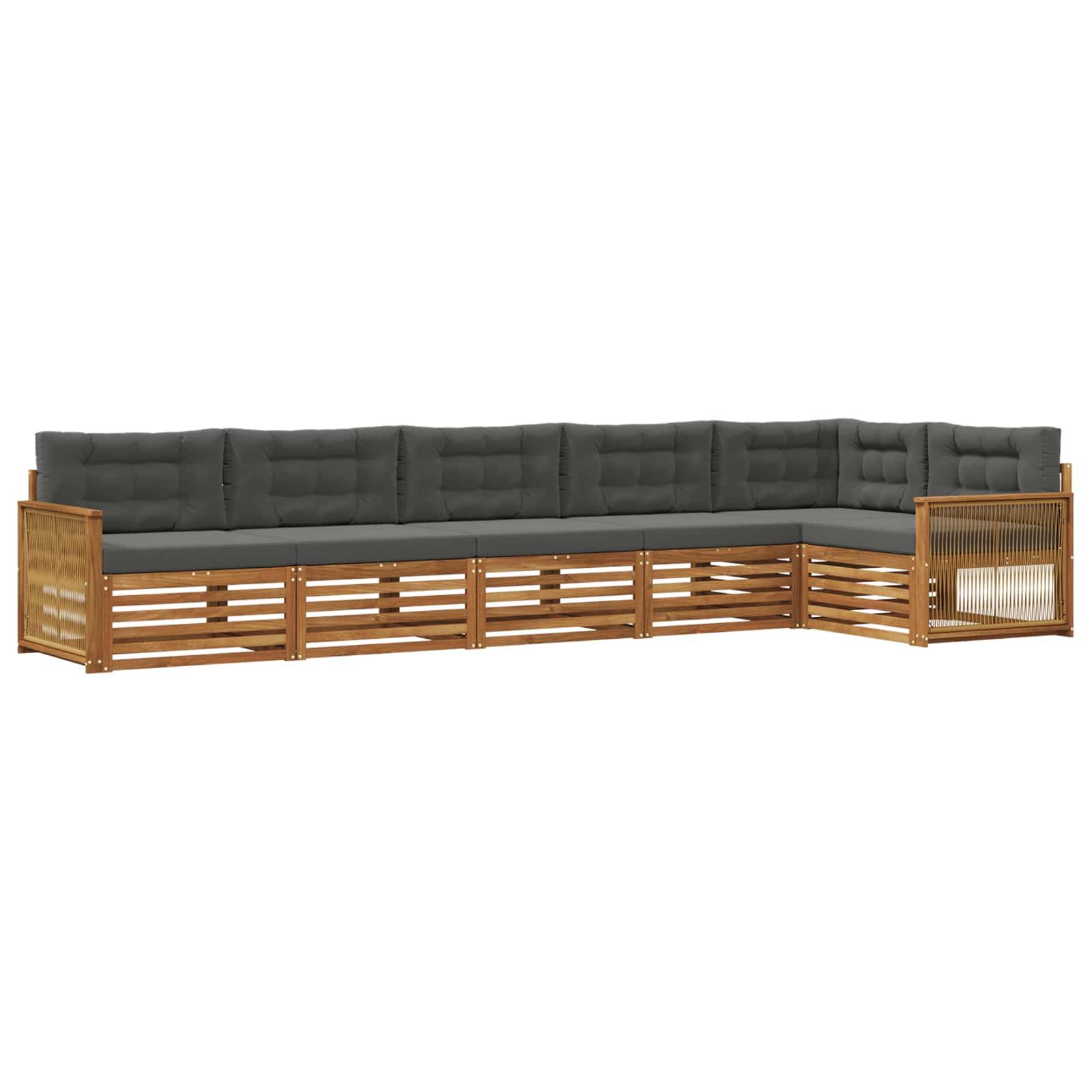vidaXL Outdoor-Sofagarnitur mit Kissen 6 pcs Natur und Anthrazit