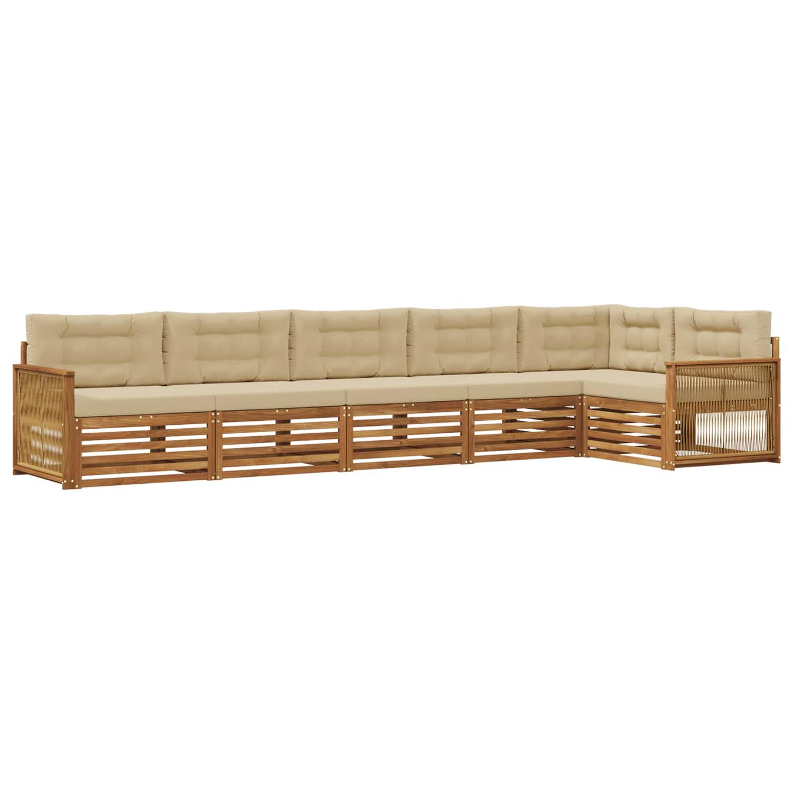 vidaXL Outdoor-Sofagarnitur mit Kissen 6 pcs Natur und Beige
