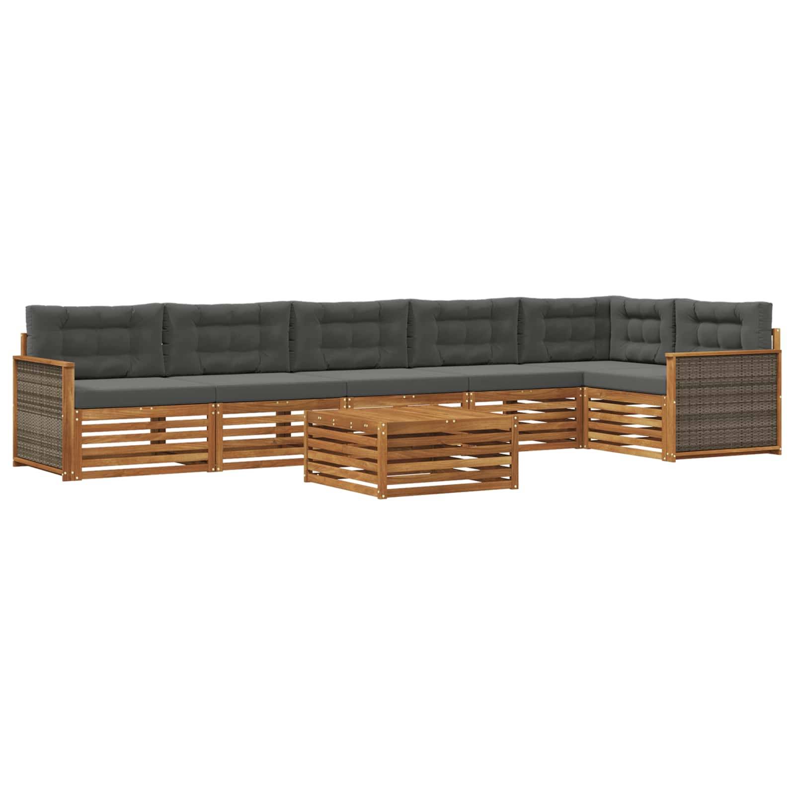 vidaXL Outdoor-Sofagarnitur mit Kissen 7 pcs Natur und Anthrazit