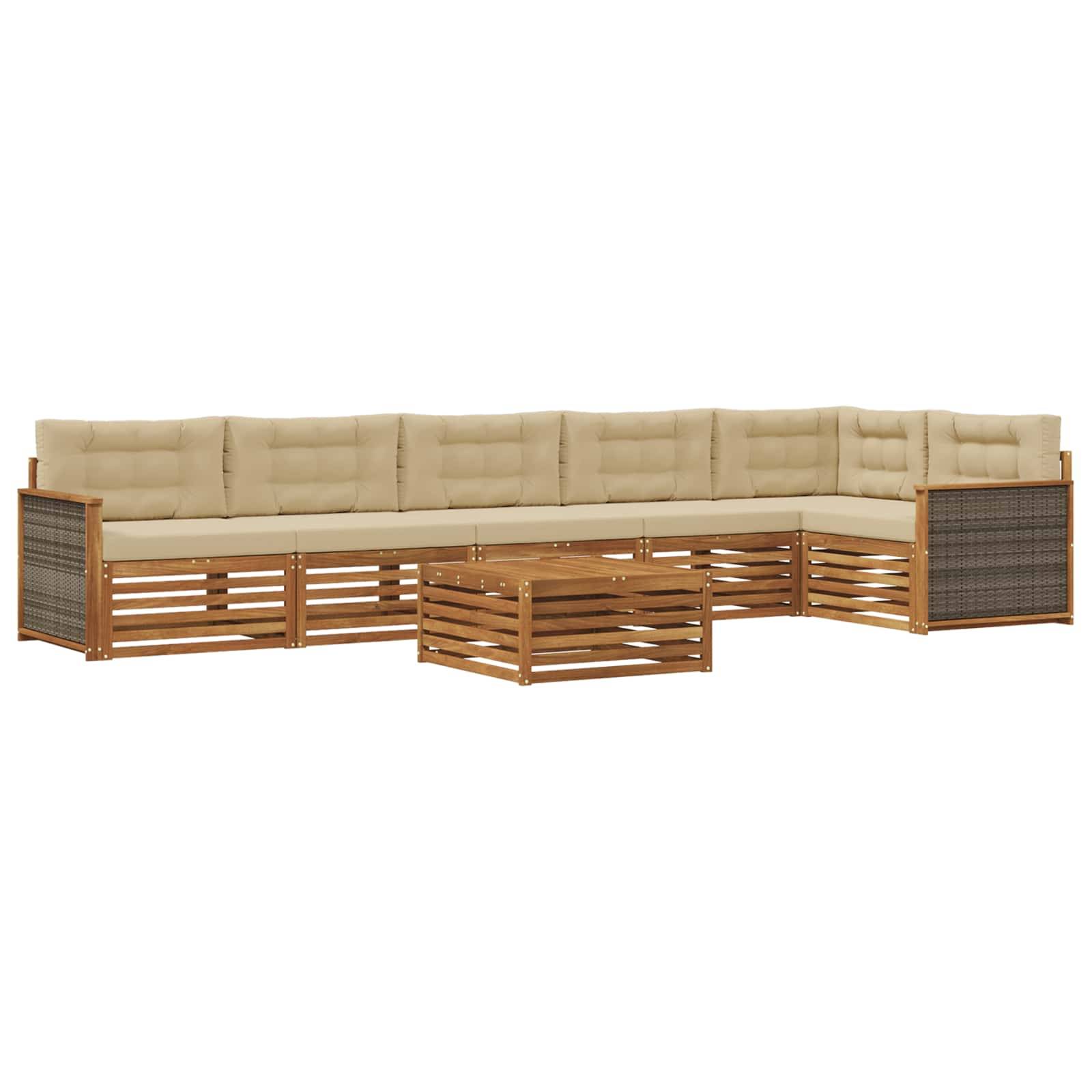 vidaXL Outdoor-Sofagarnitur mit Kissen 7 pcs Natur und Beige