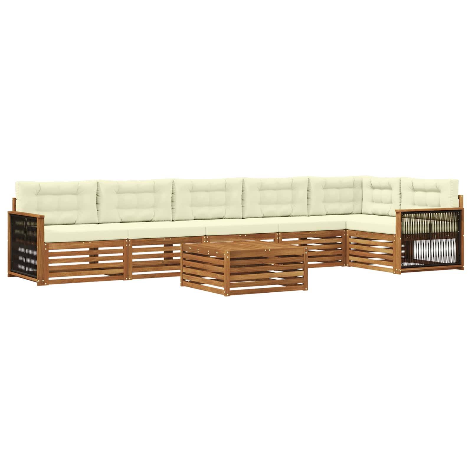 vidaXL Outdoor-Sofagarnitur mit Kissen 7 pcs Natur und Creme