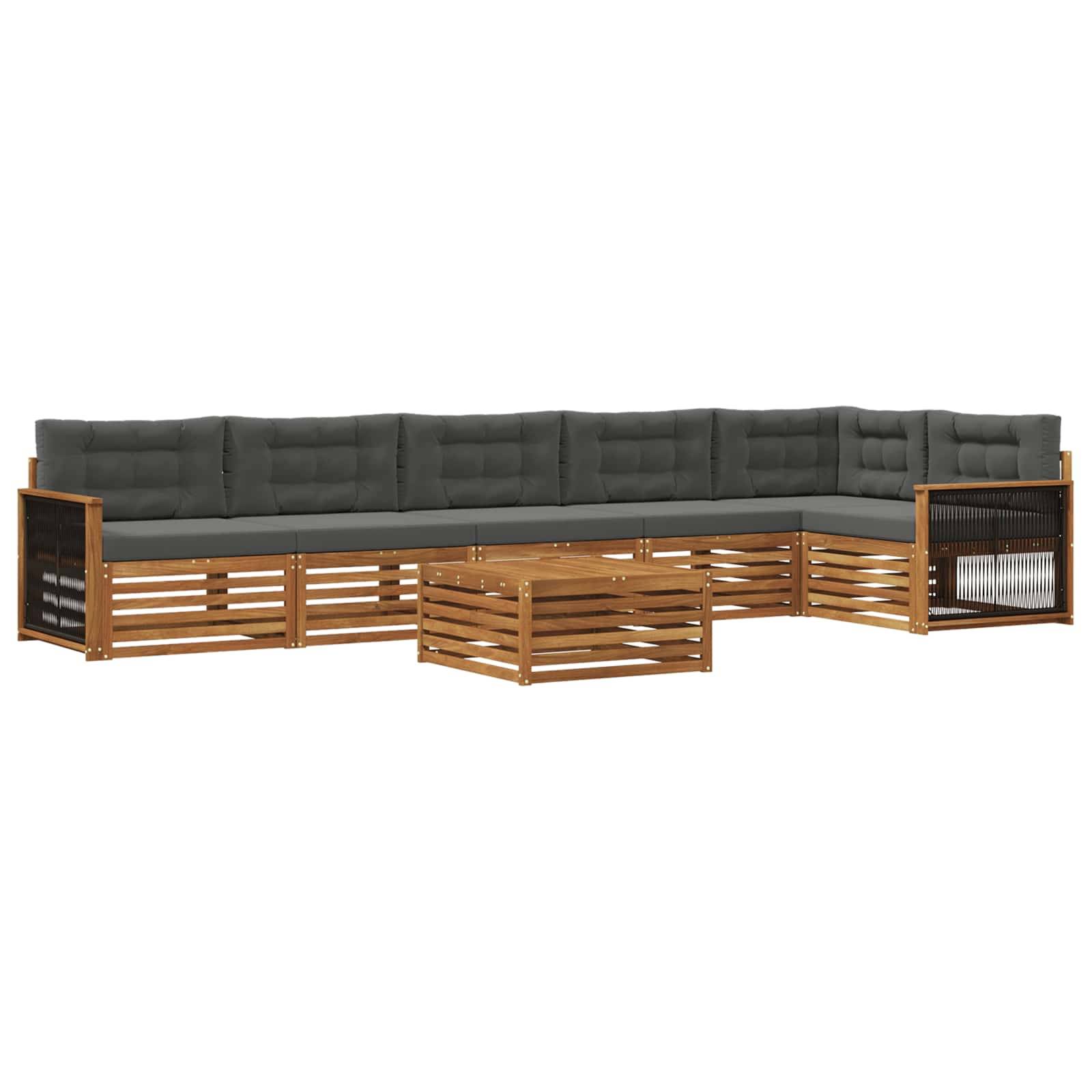 vidaXL Outdoor-Sofagarnitur mit Kissen 7 pcs Natur und Anthrazit