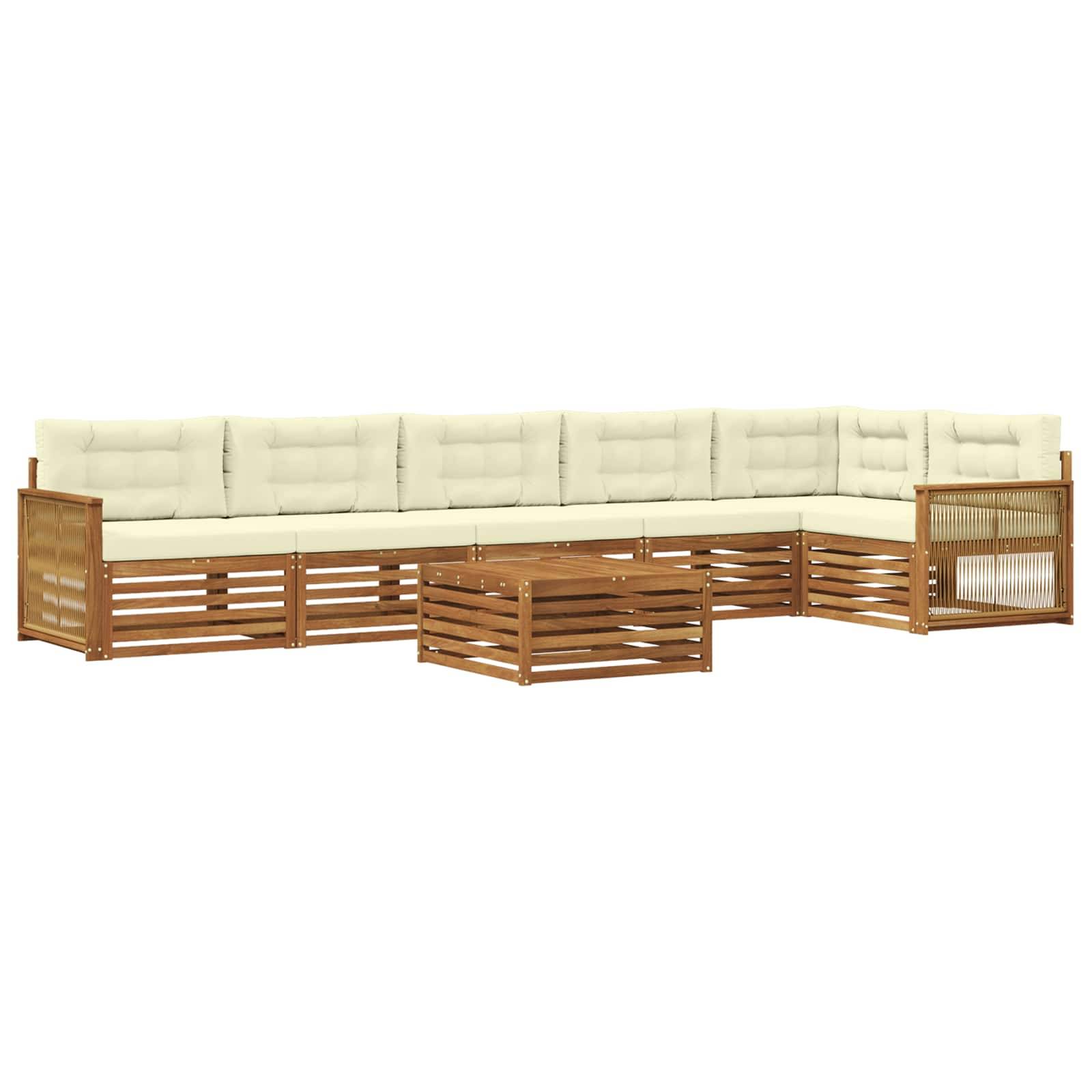 vidaXL Outdoor-Sofagarnitur mit Kissen 7 pcs Natur und Creme