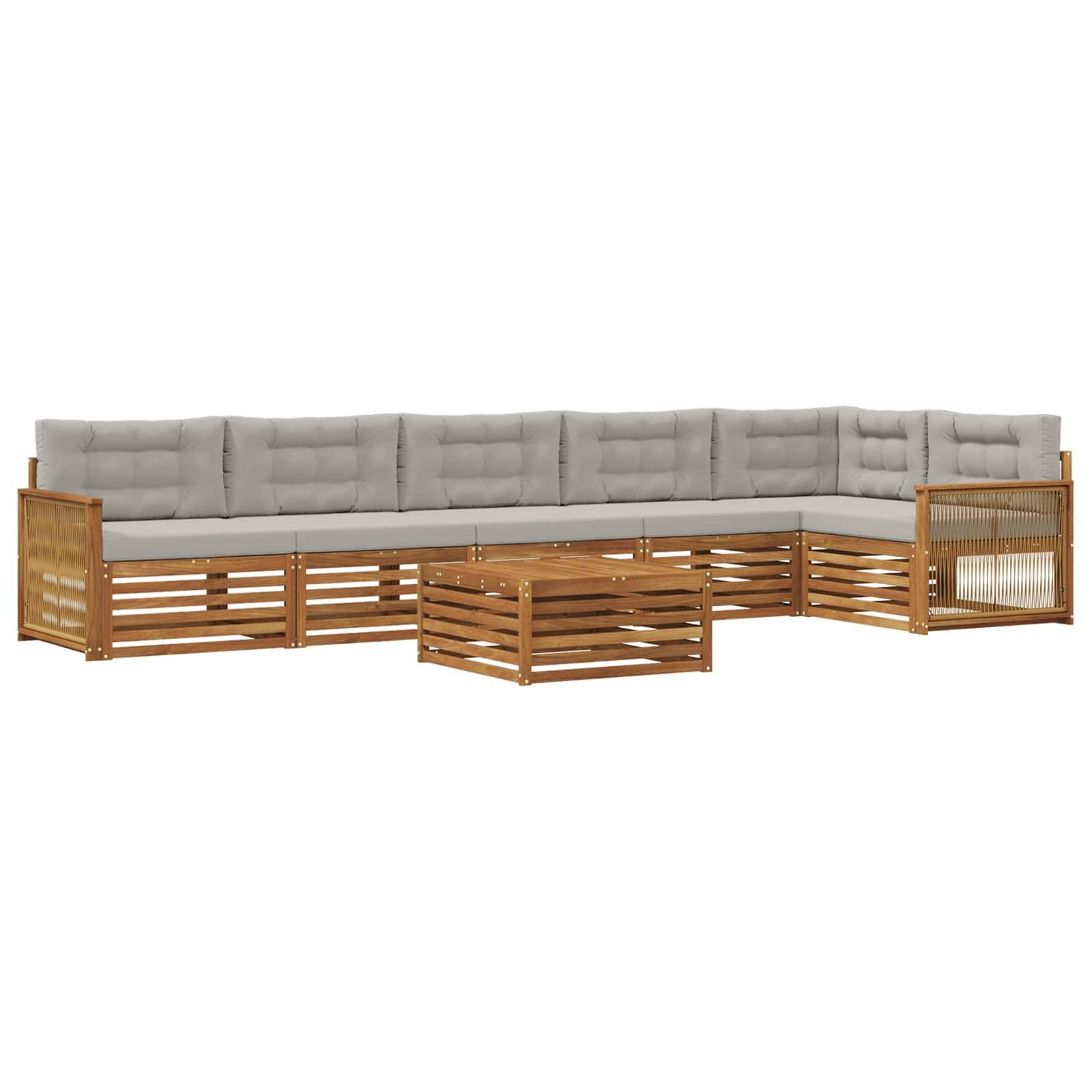 vidaXL Outdoor-Sofagarnitur mit Kissen 7 pcs Natürlich und Hellgrau