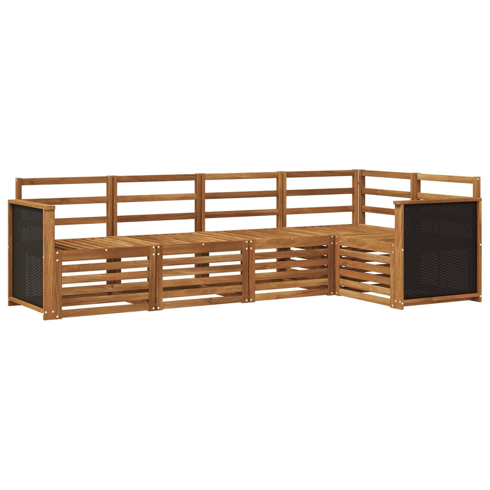 vidaXL Ecksofa Set 4 pcs Natur Massivholz Akazie
